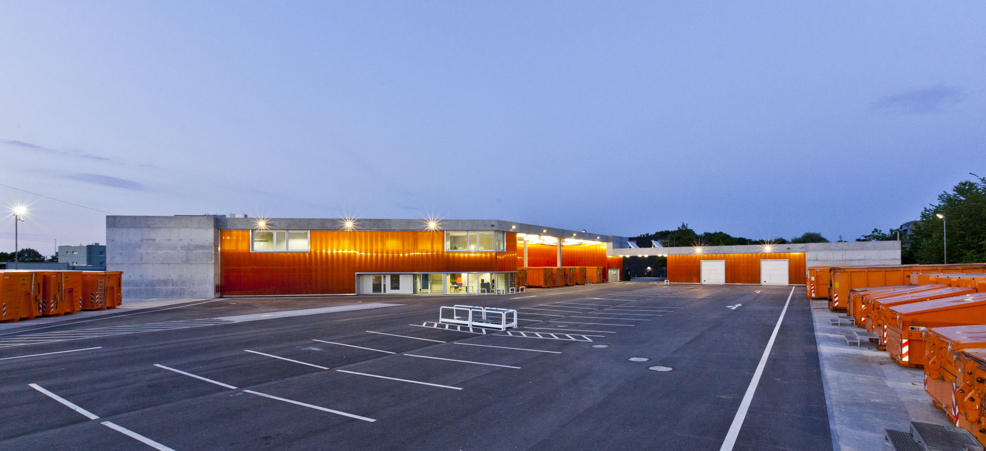 Bulk-waste depot at sun down