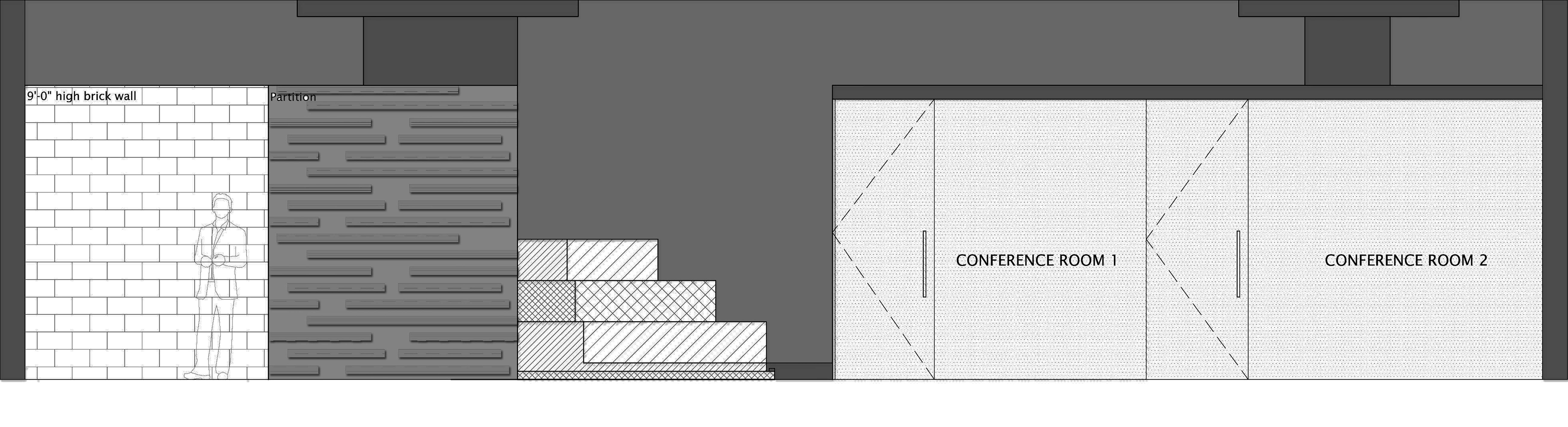 Section towards Stepped Seating and Meeting Rooms