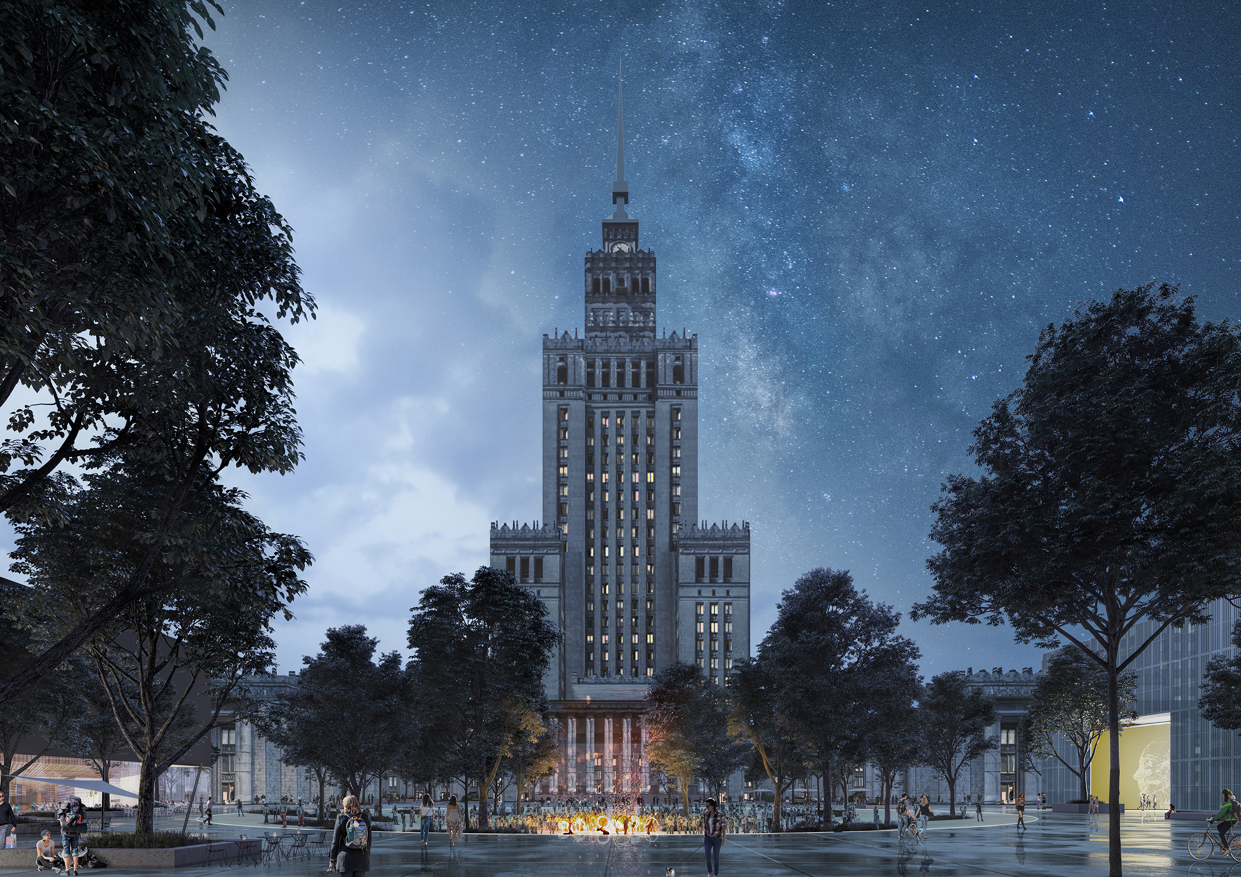 Night view of Central Square