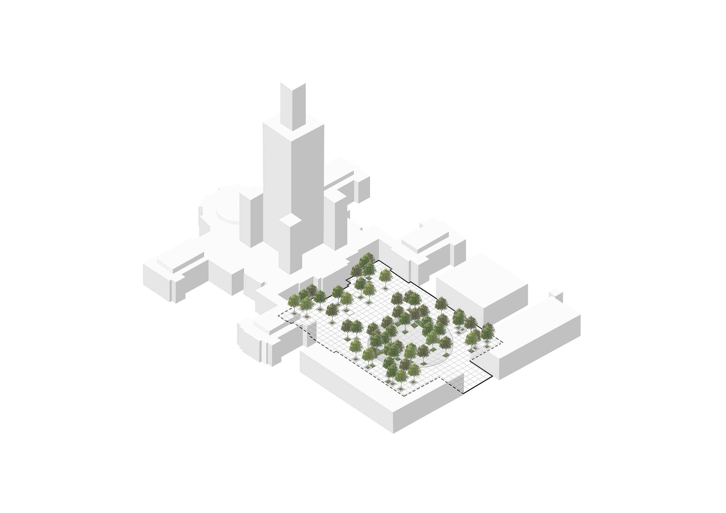 Greenery embedded into grid