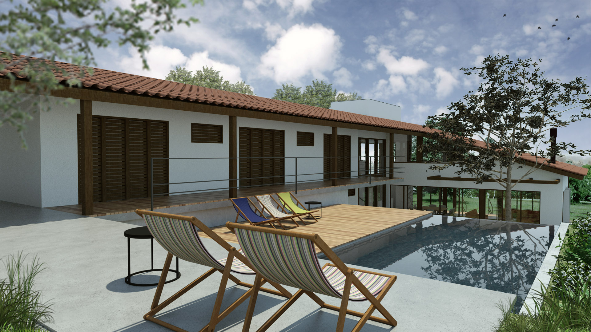 Solário da piscina -