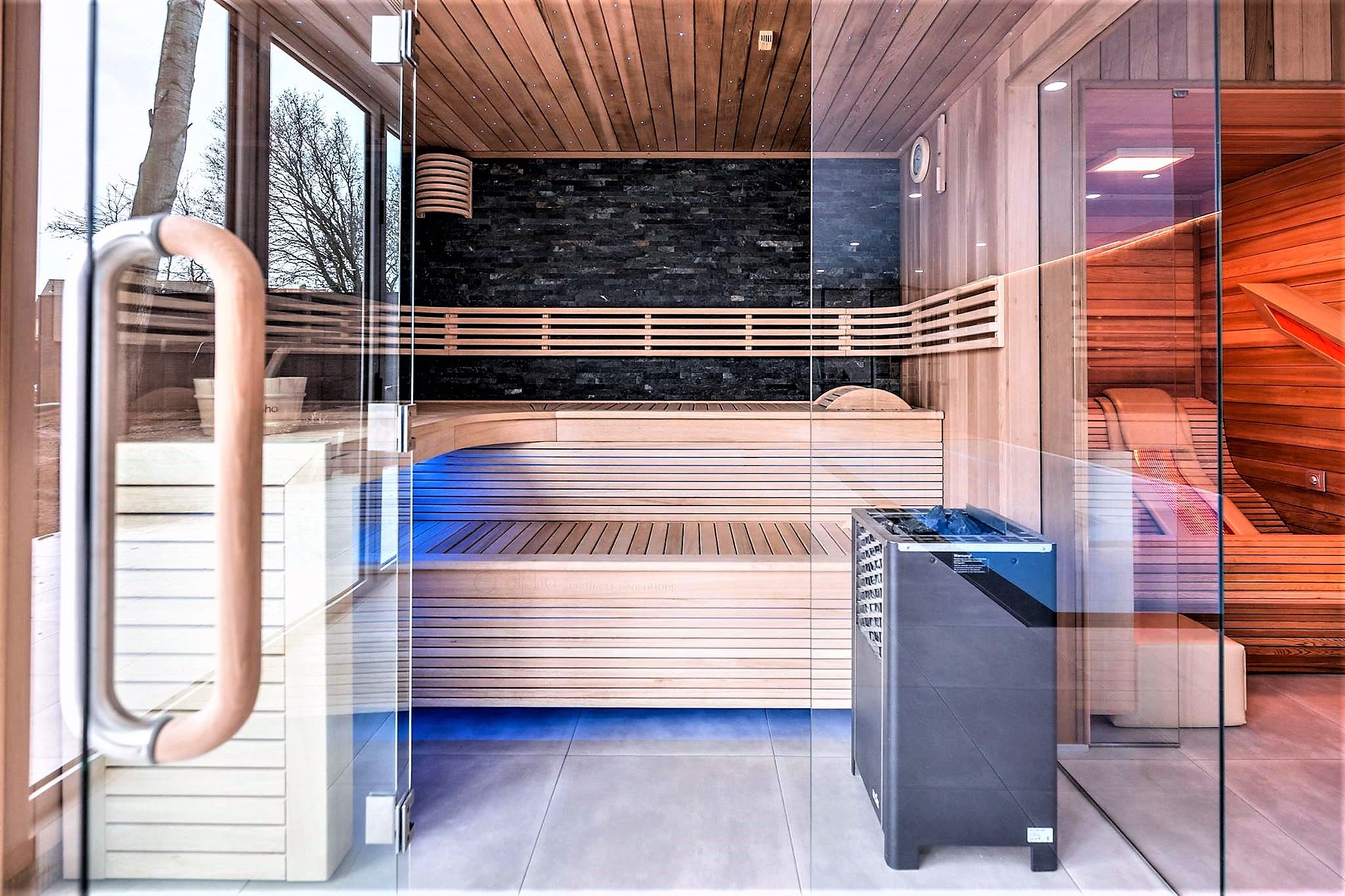Traditional Sauna And Infrared Lounger