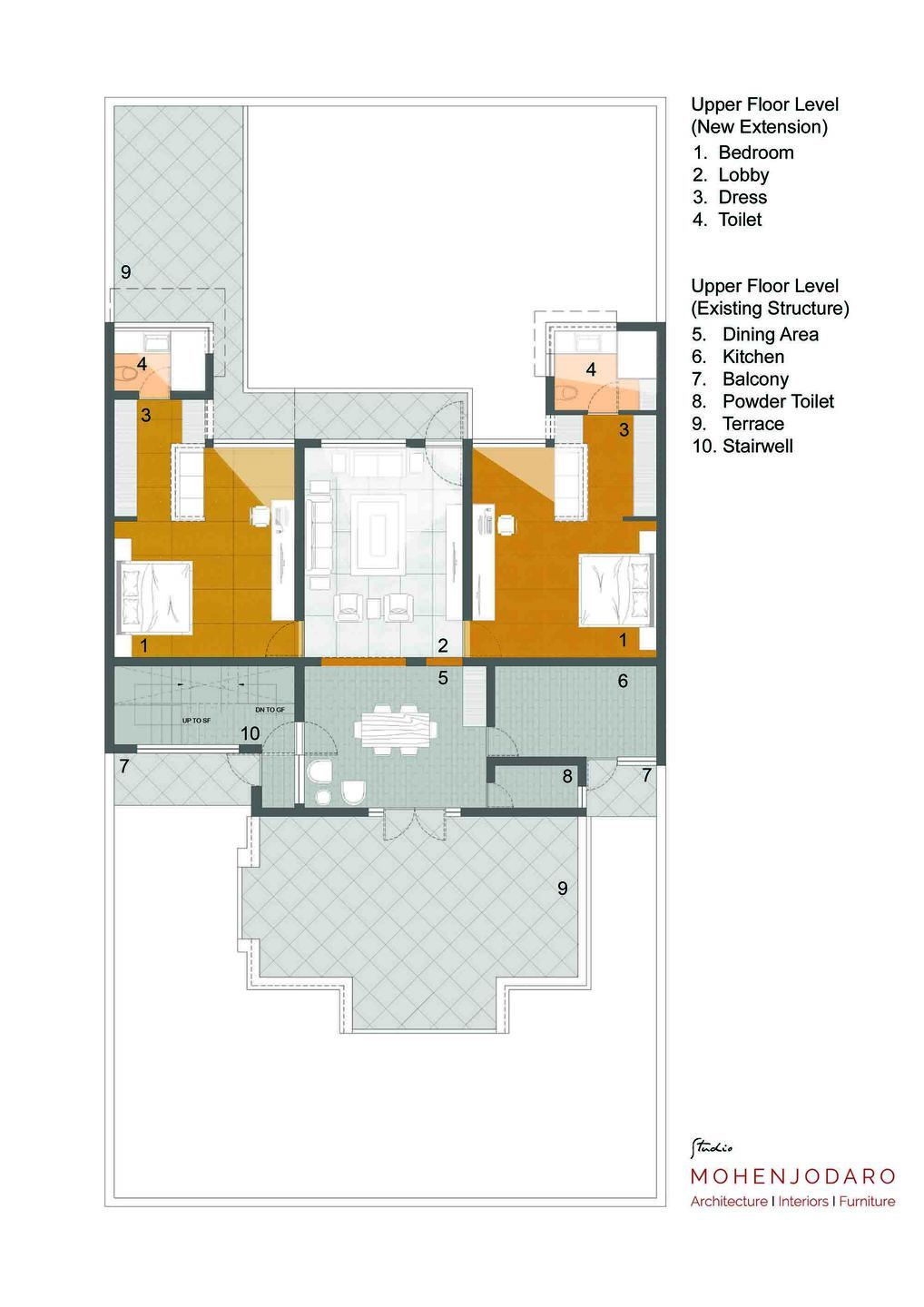 Exisiting and Extended First Floor Plan