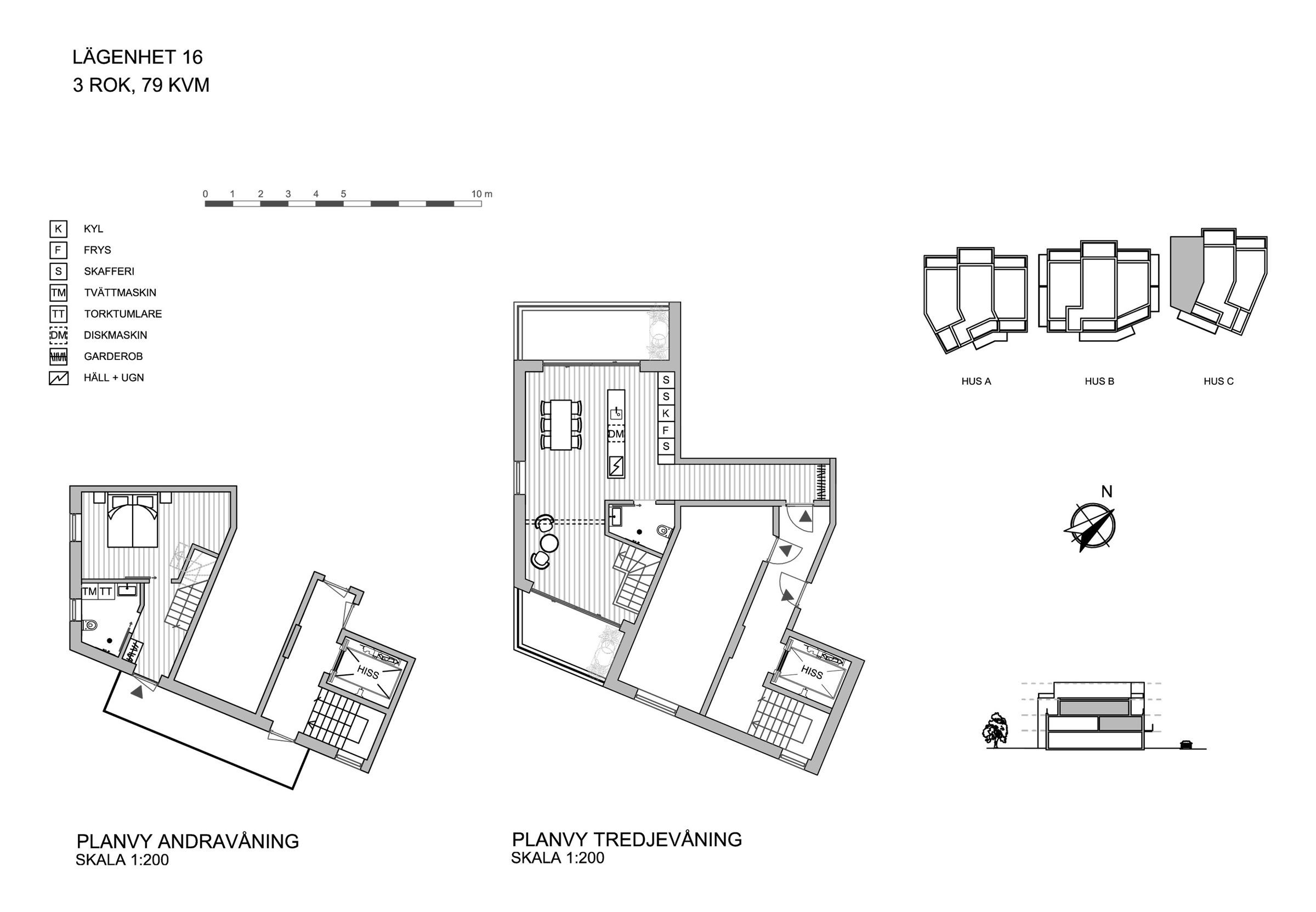 Layout, apartment 16 (79 sq metres)