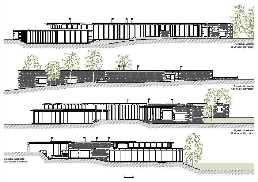 Southeast elevation, Northeast elevation