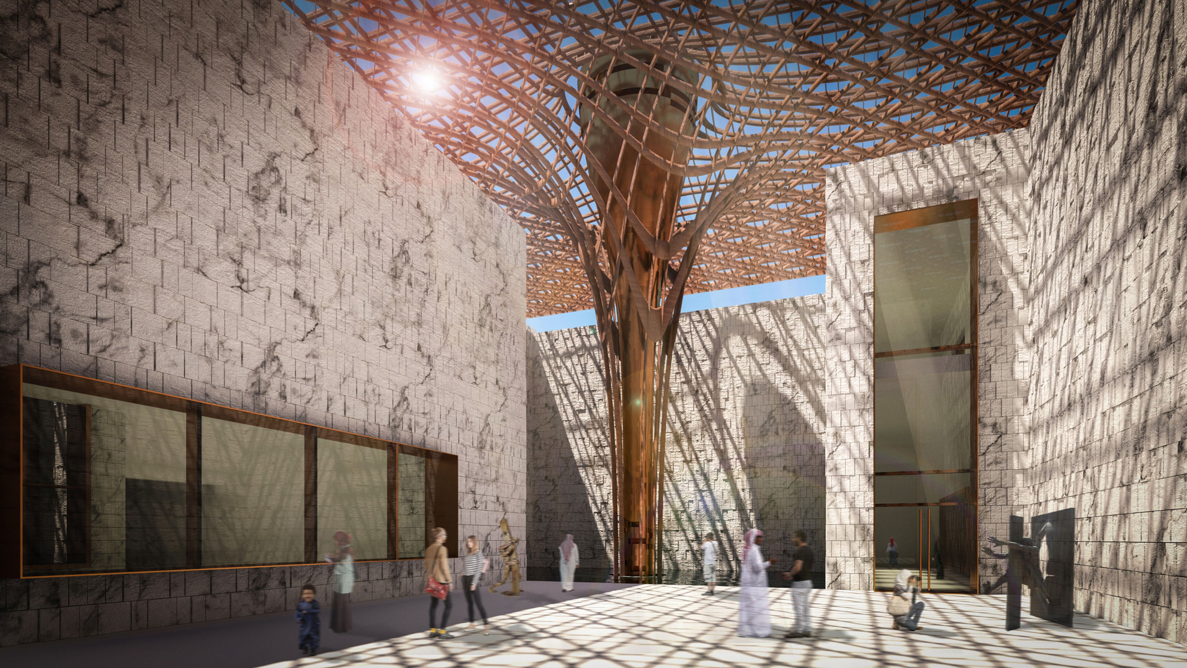 Internal Courtyard with the Wind Tower View