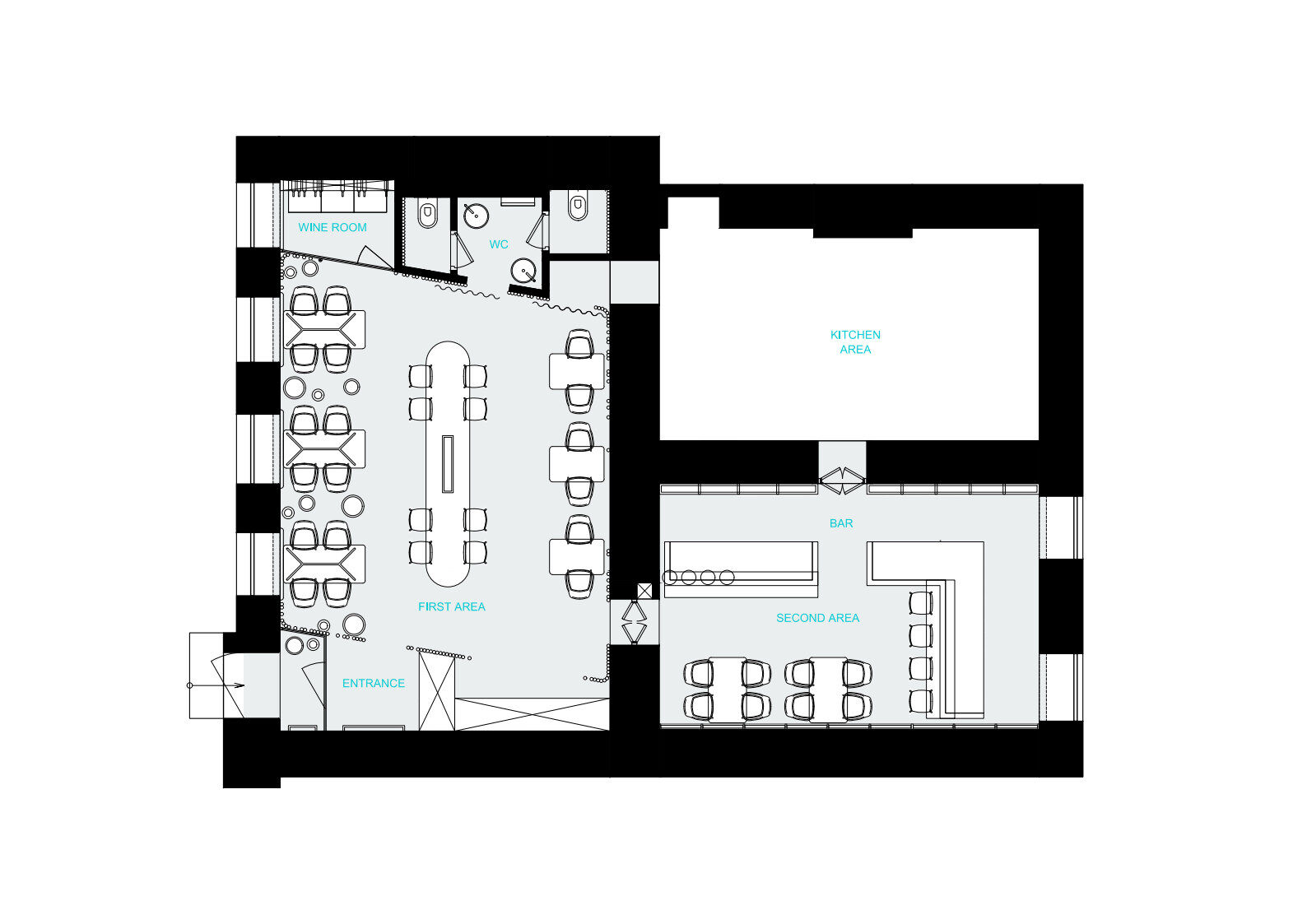 Plan of the restaurant Birch by DA bureau