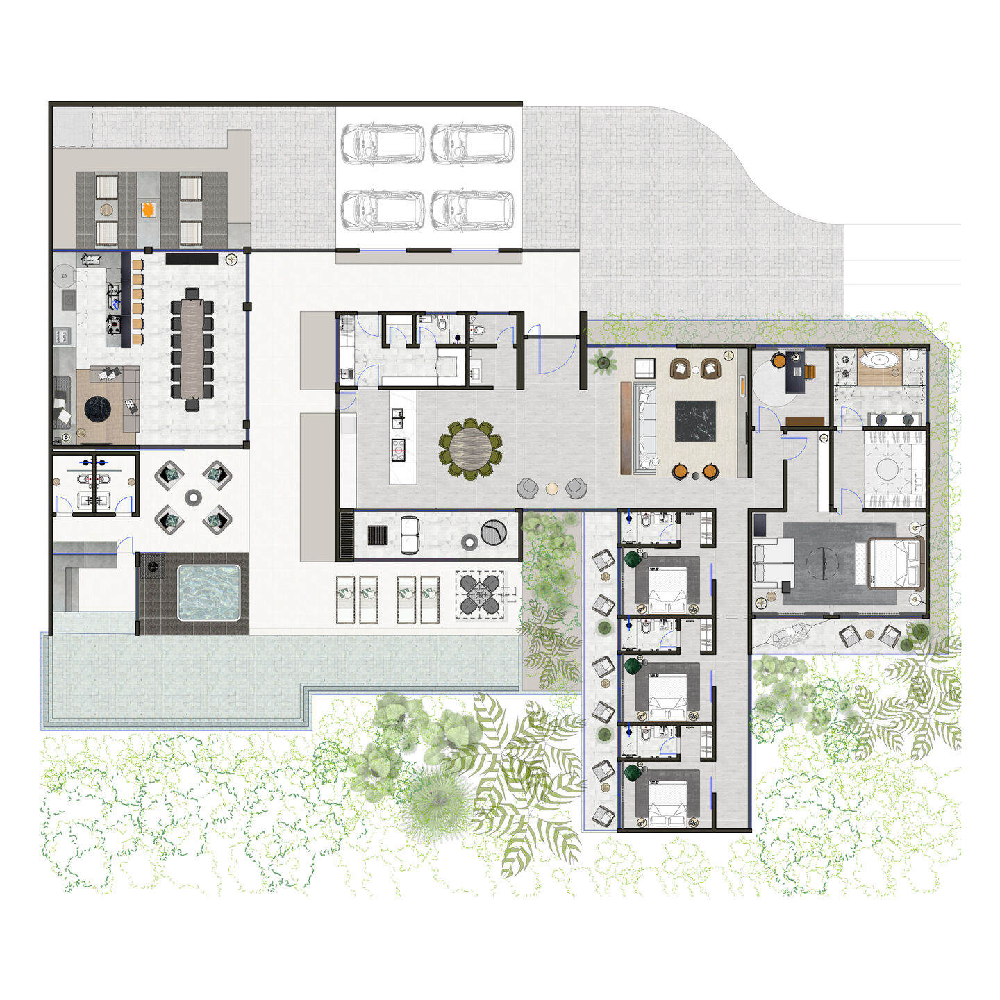colored floorplan in vectorworks