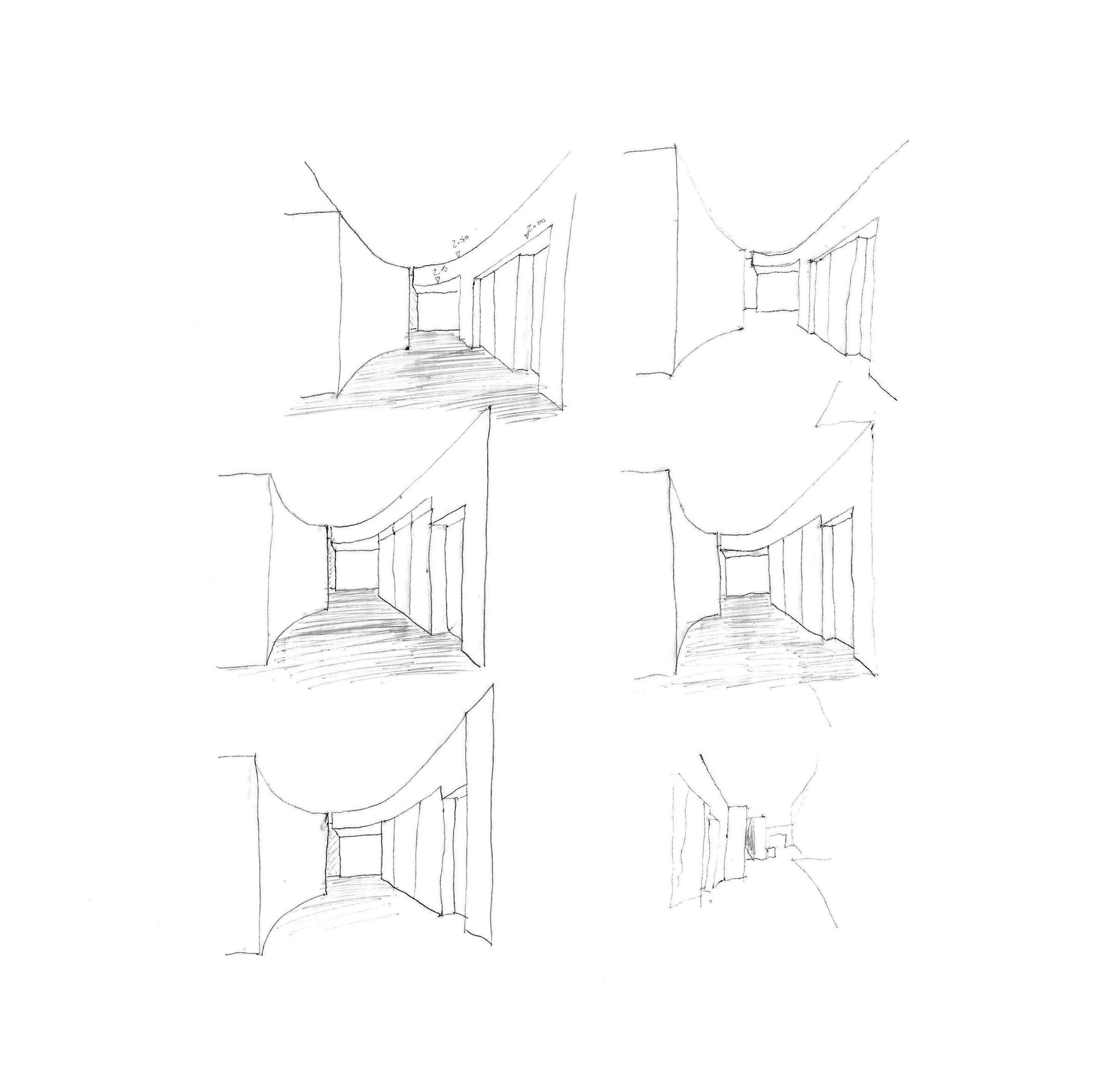 L 3 | cuved wall, study sketches