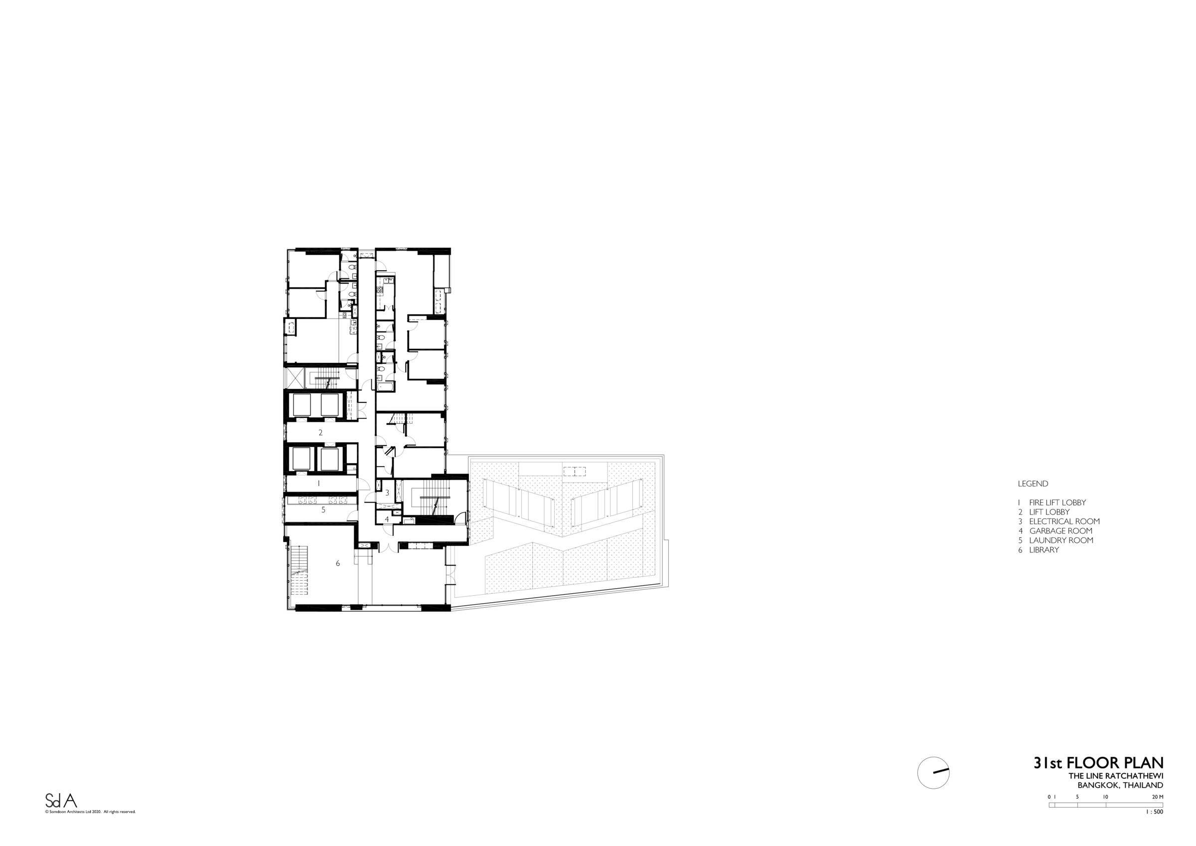 31st floor plan, The Line Ratchathewi by Somdoon Architects