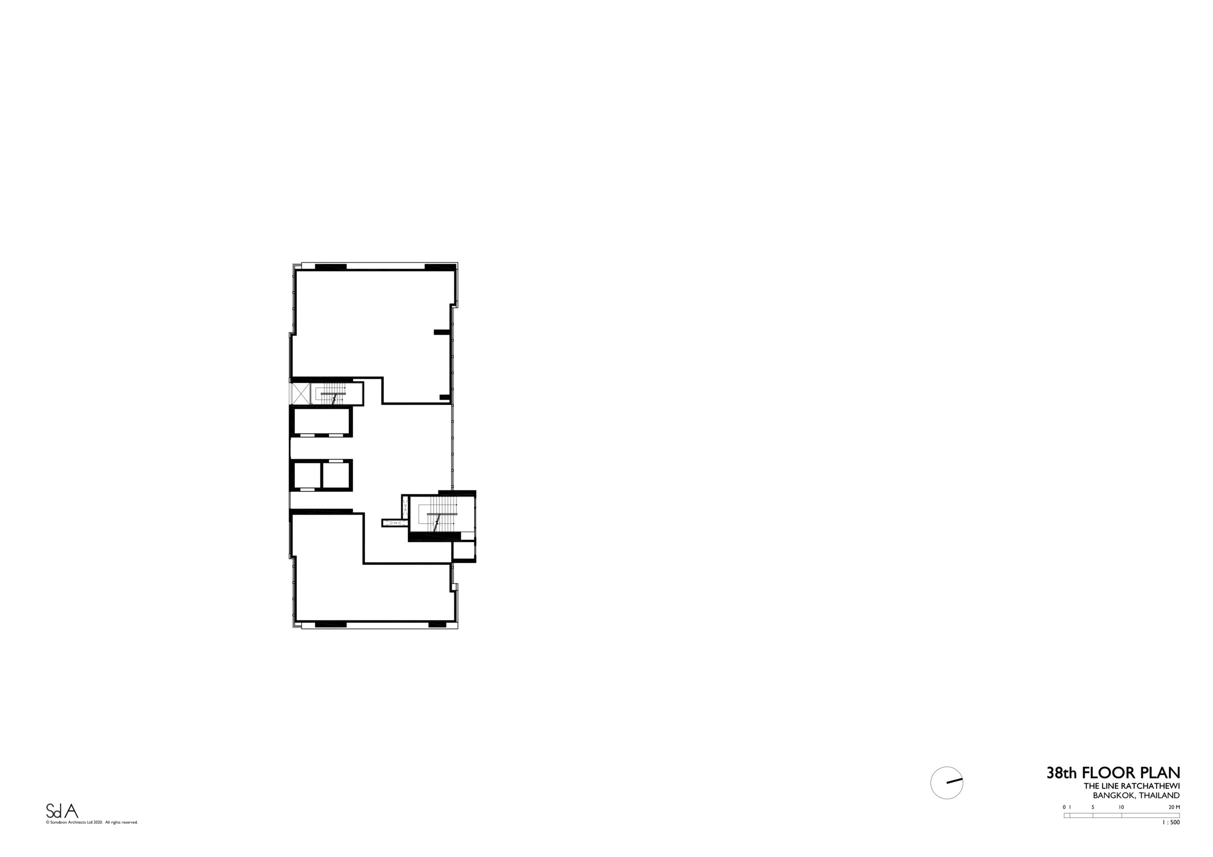 38th floor plan, The Line Ratchathewi by Somdoon Architects