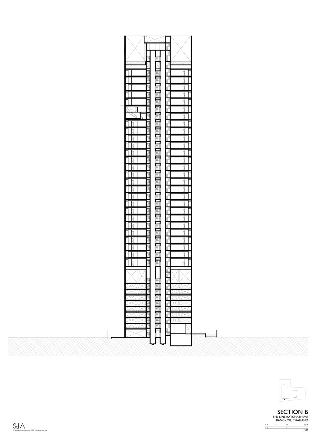 Section B, The Line Ratchathewi by Somdoon Architects