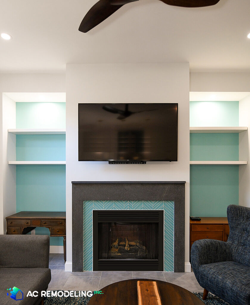 Matching glass decor for chimney