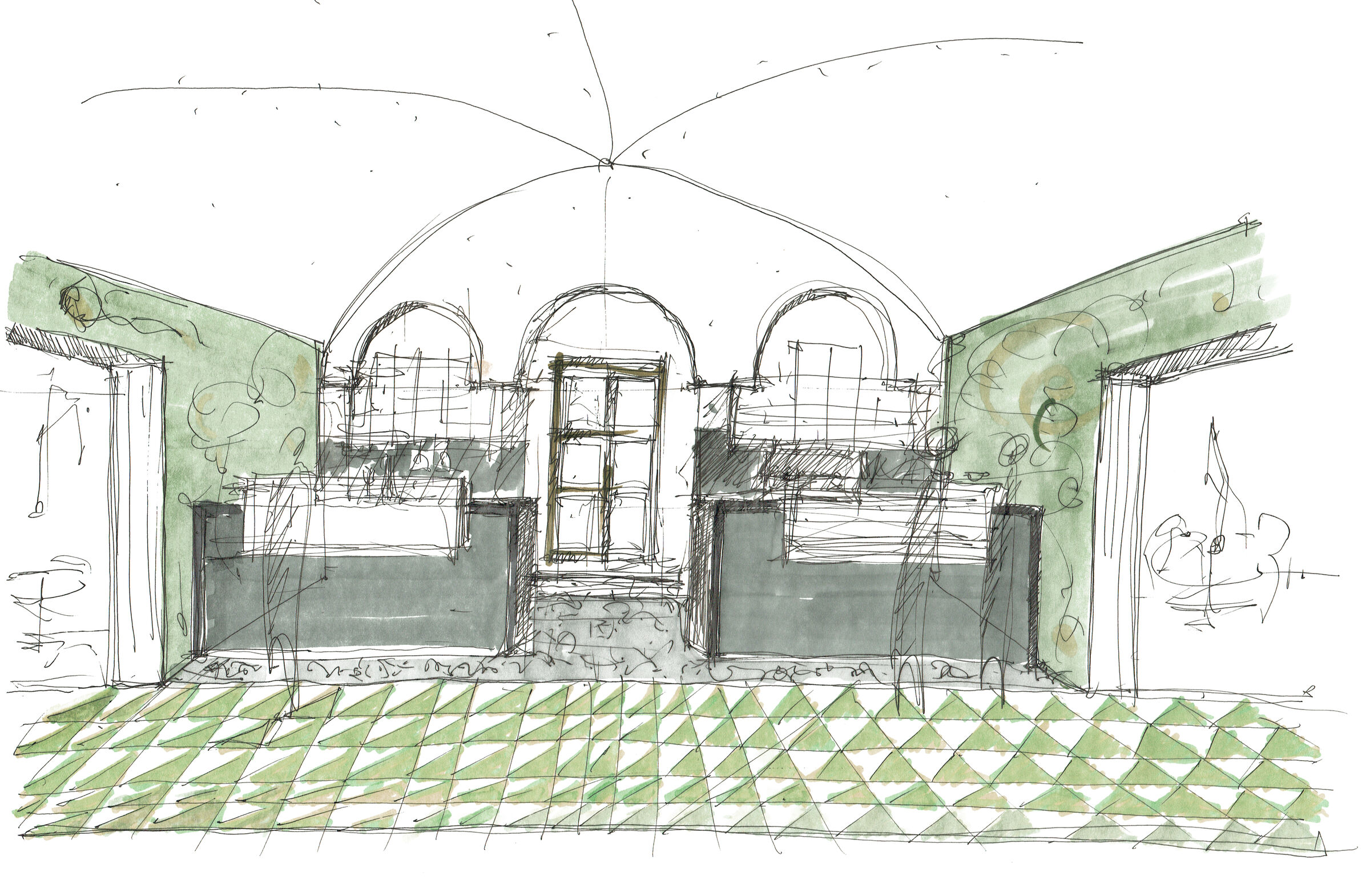 One of the preparatory sketches for the entrance