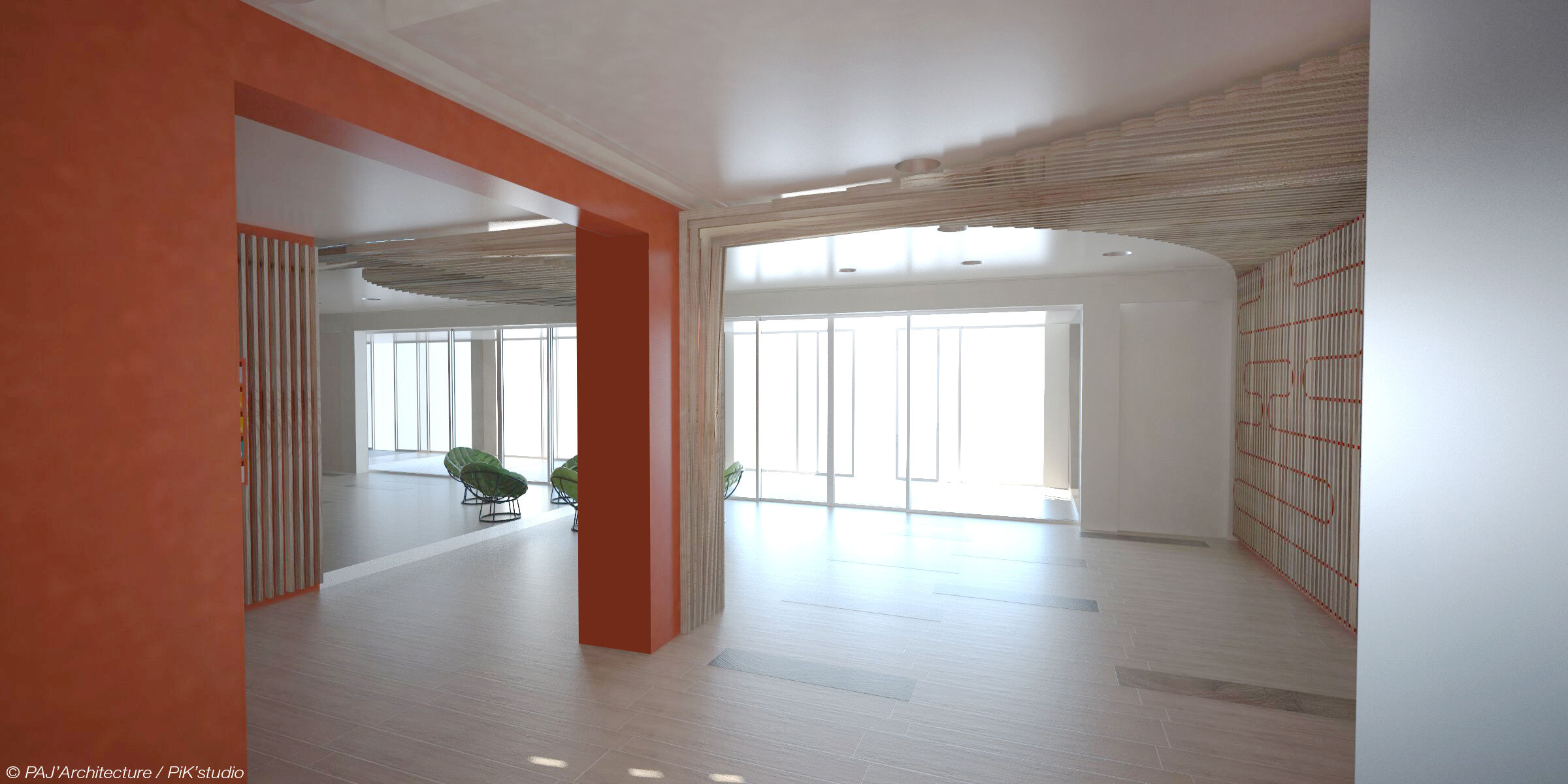 View of the lobby from the elevators