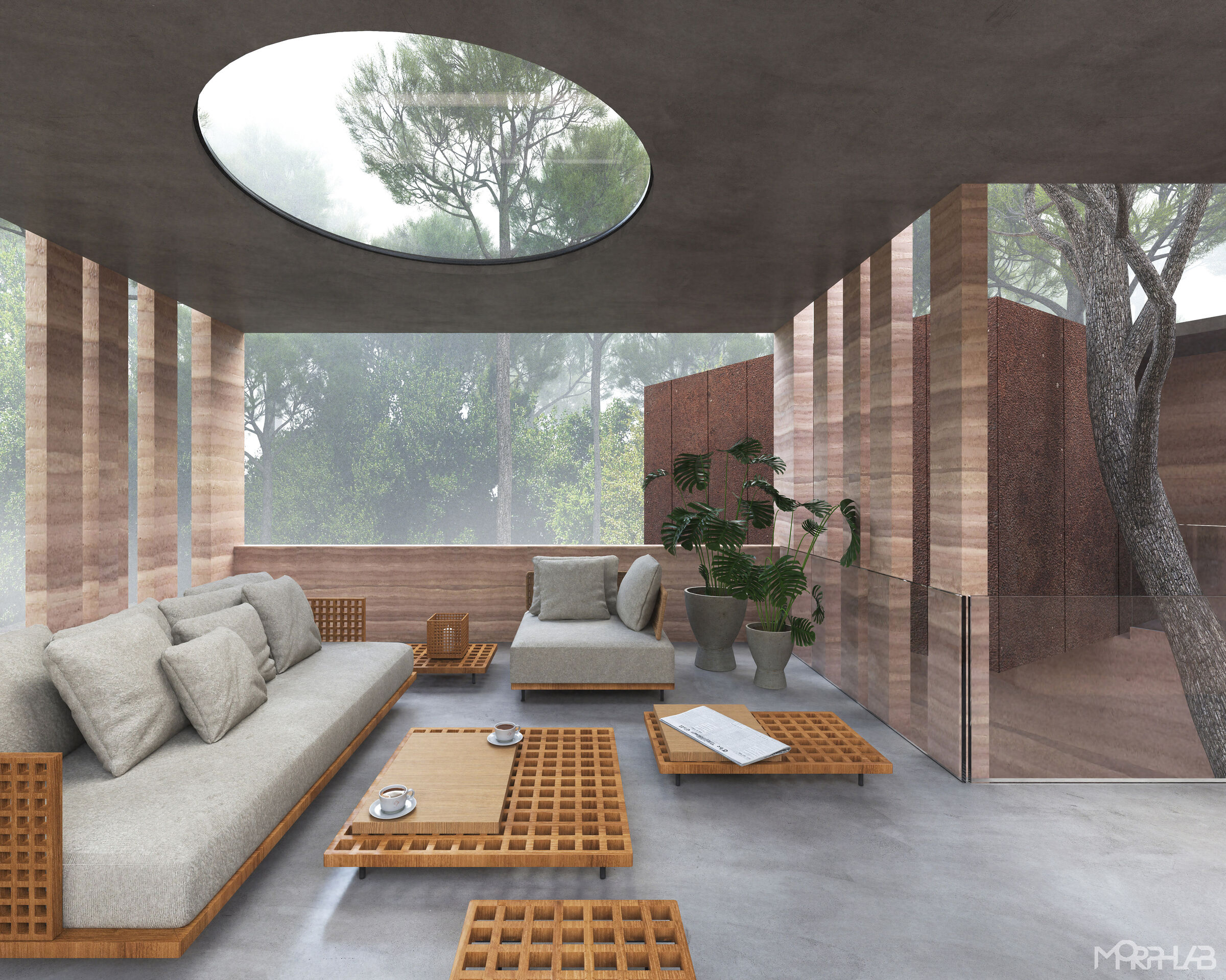 Semi-open living area with Skylight