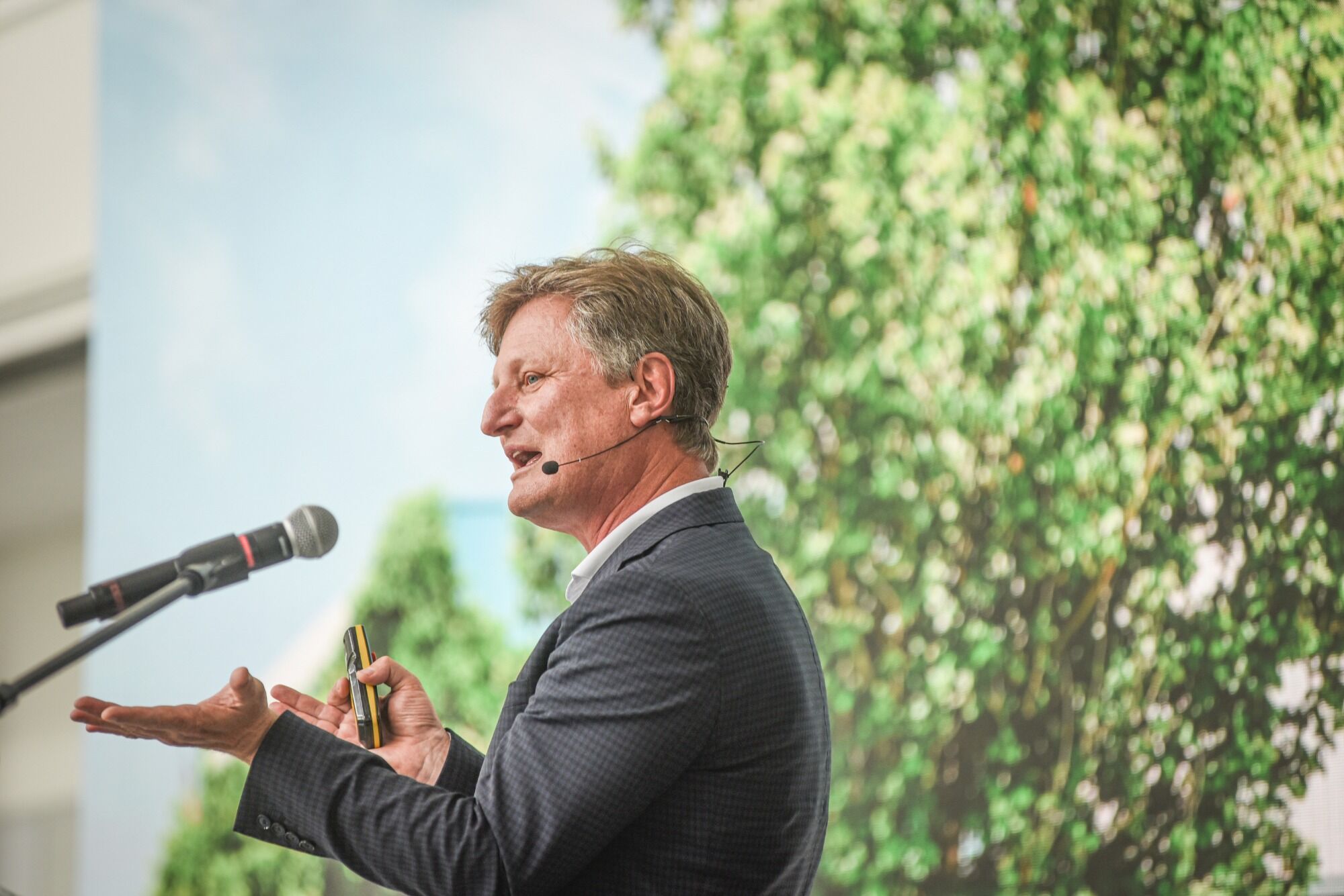 Libor Musil speaks during the grand opening ceremony