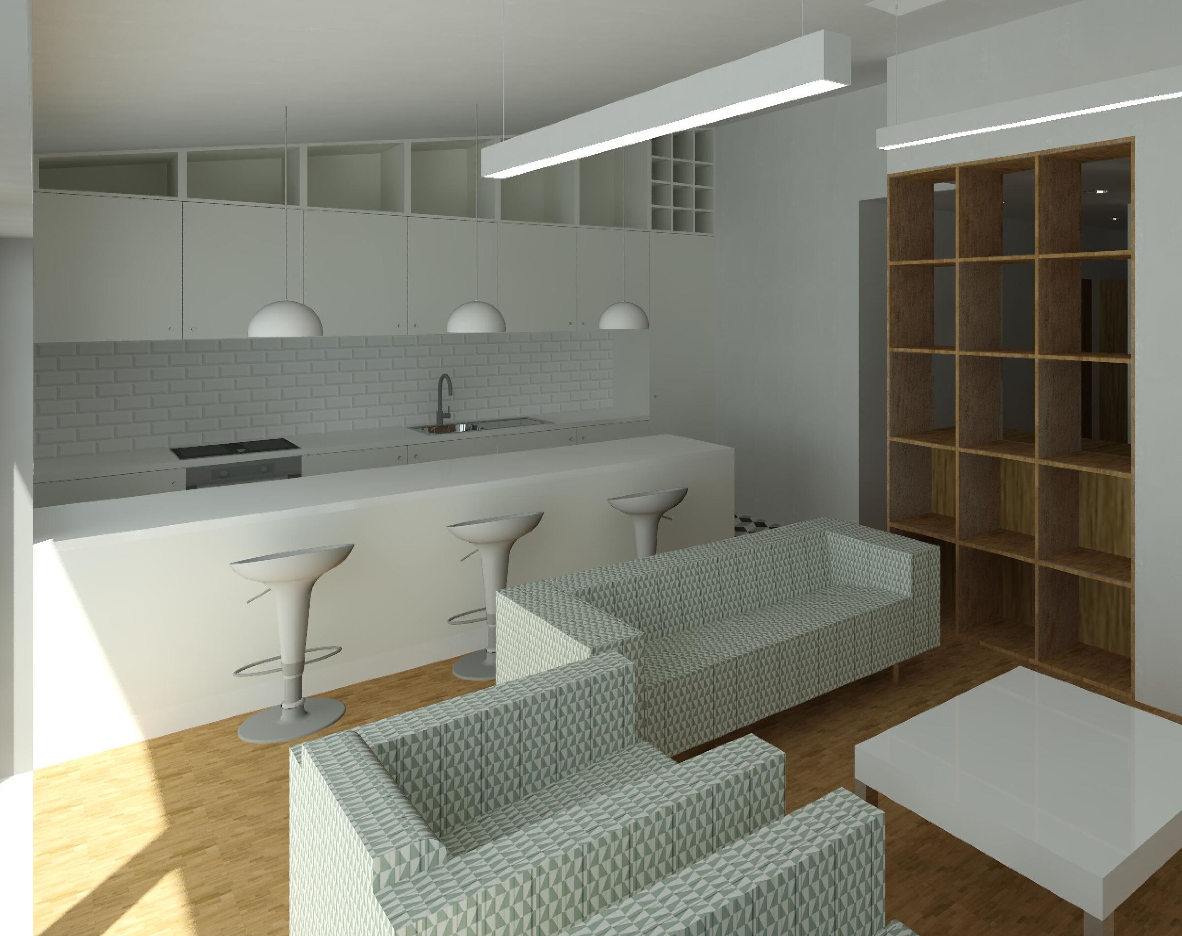 Living room and kitchen study