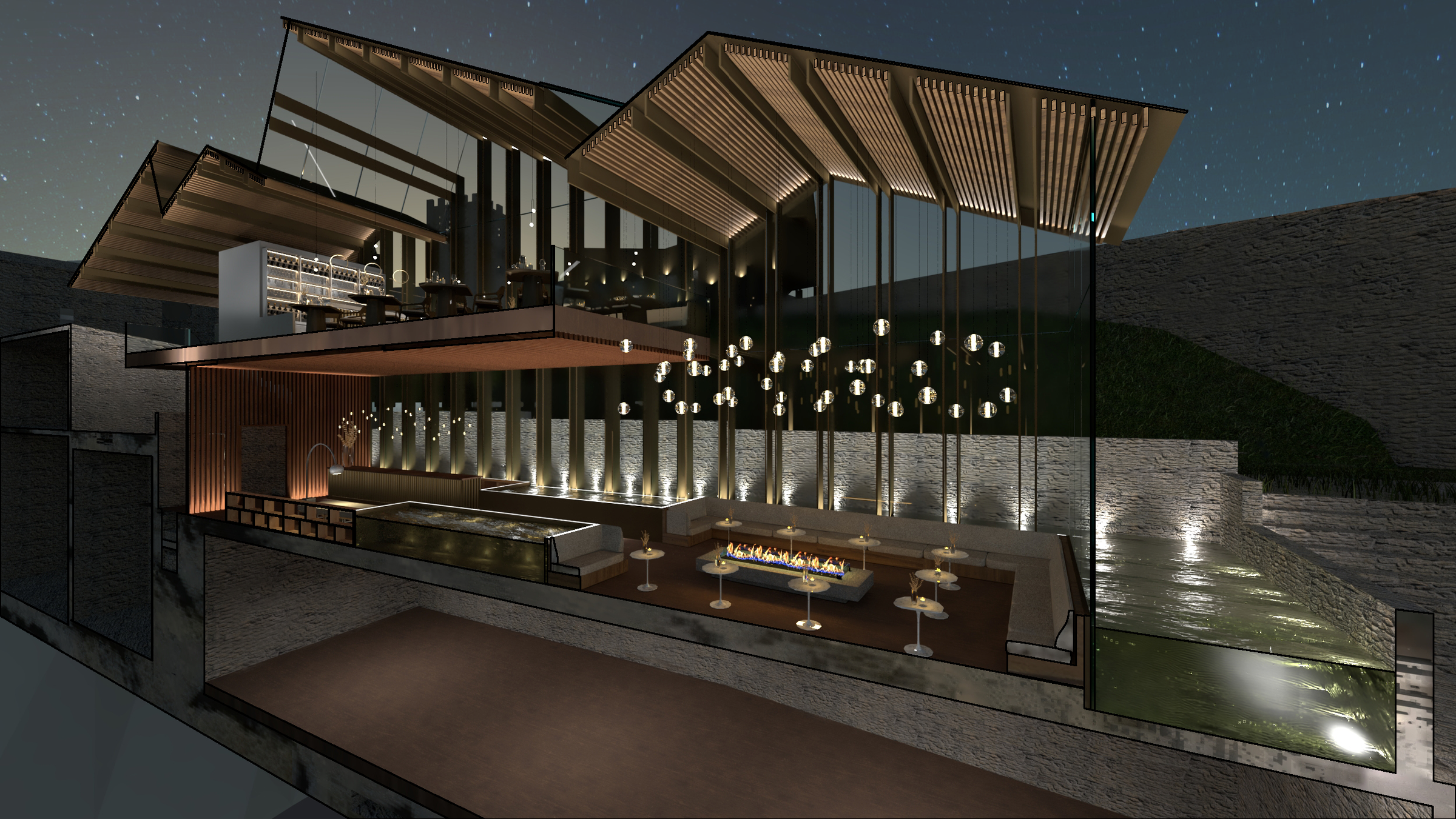 Sky lounge section perspective