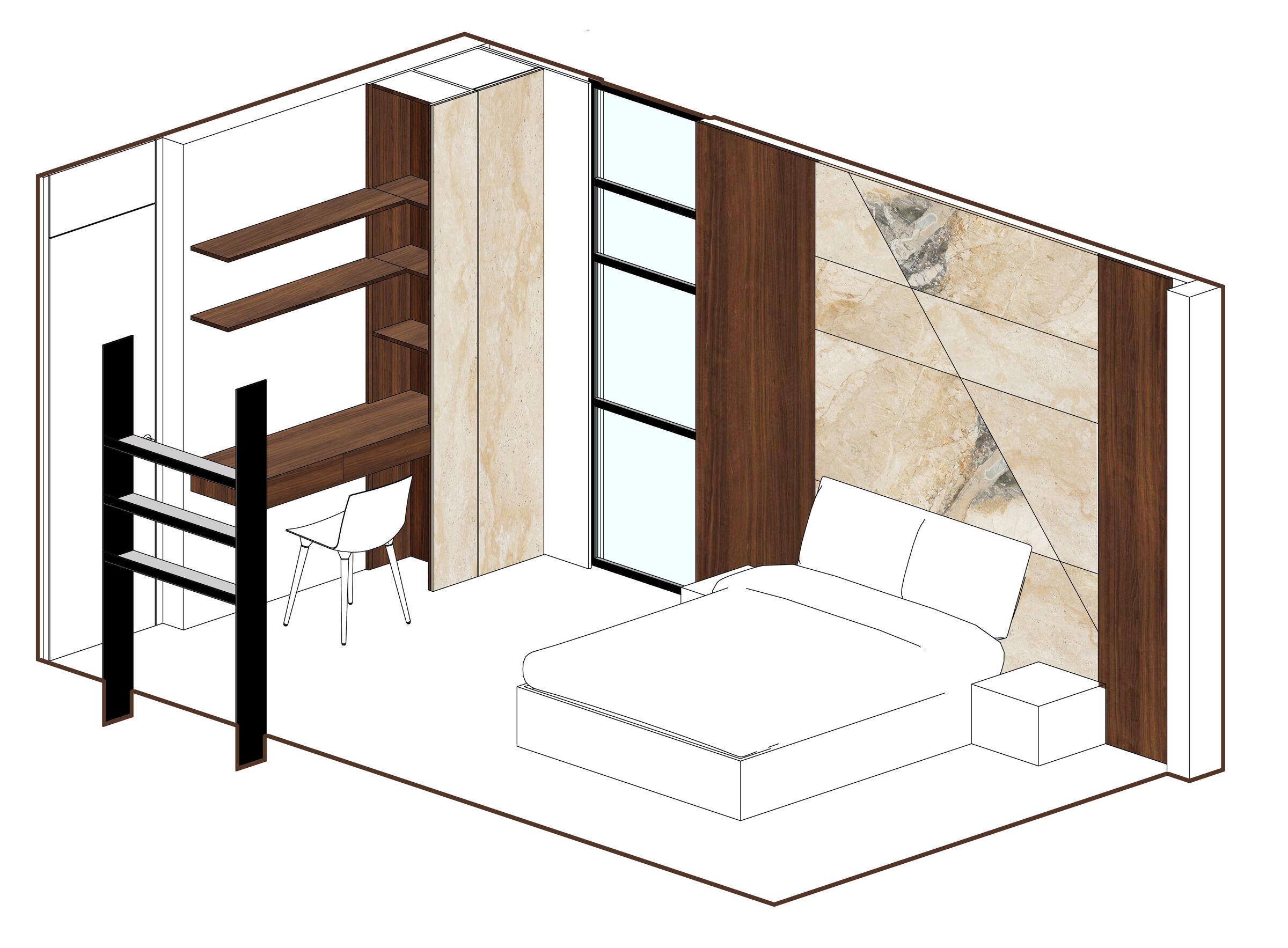 MASTER BEDROOM AXONOMETRIC VIEW
