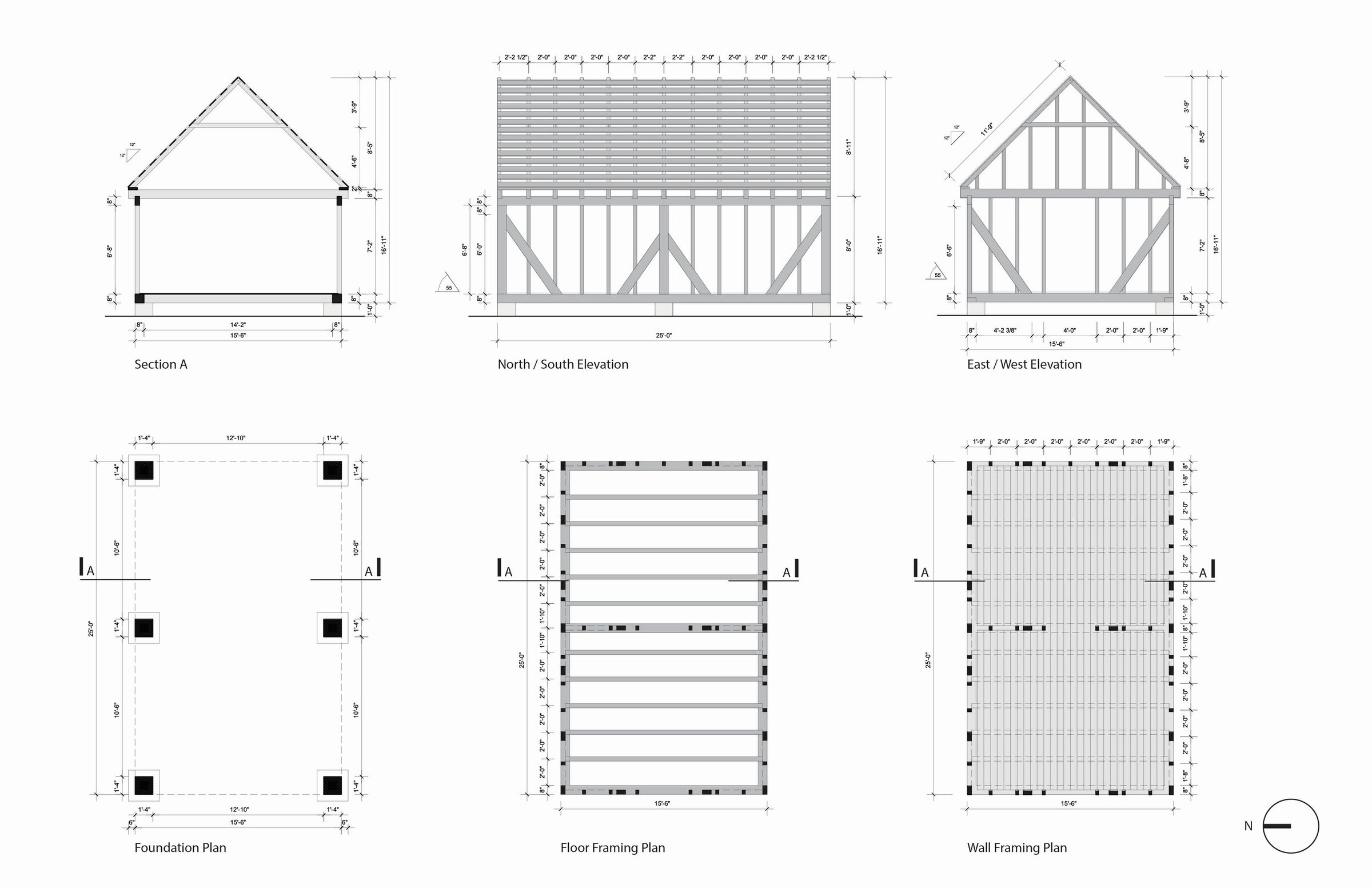 Plans, Section, and Elevations