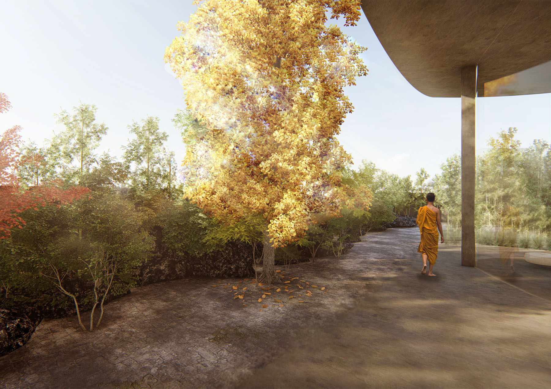 A space that blends interior and exterior establishes innate calmness