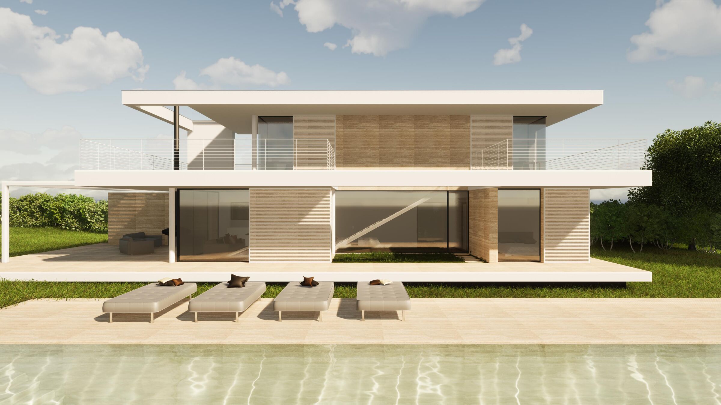 External view, the pool