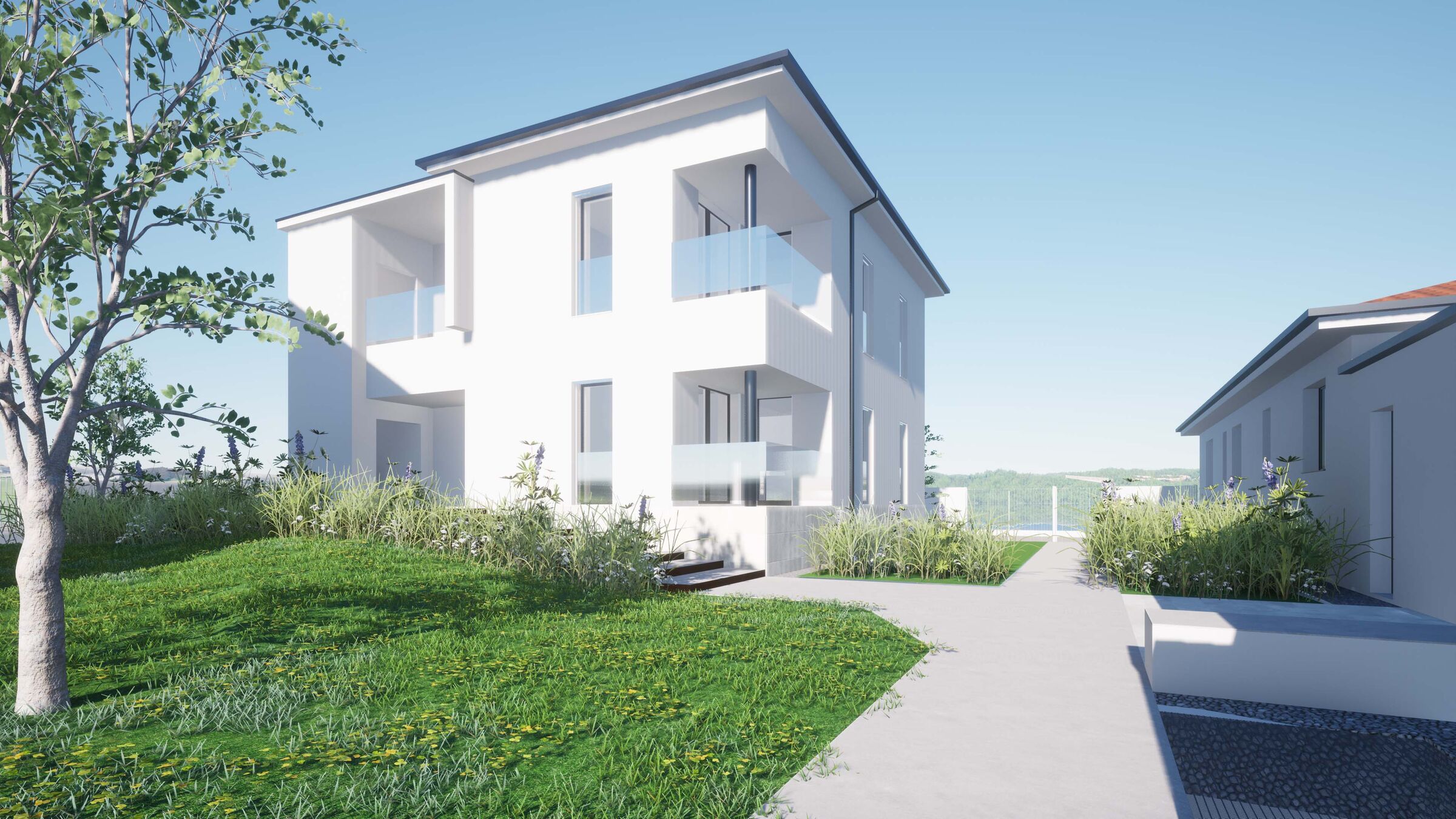 External view: the green area
