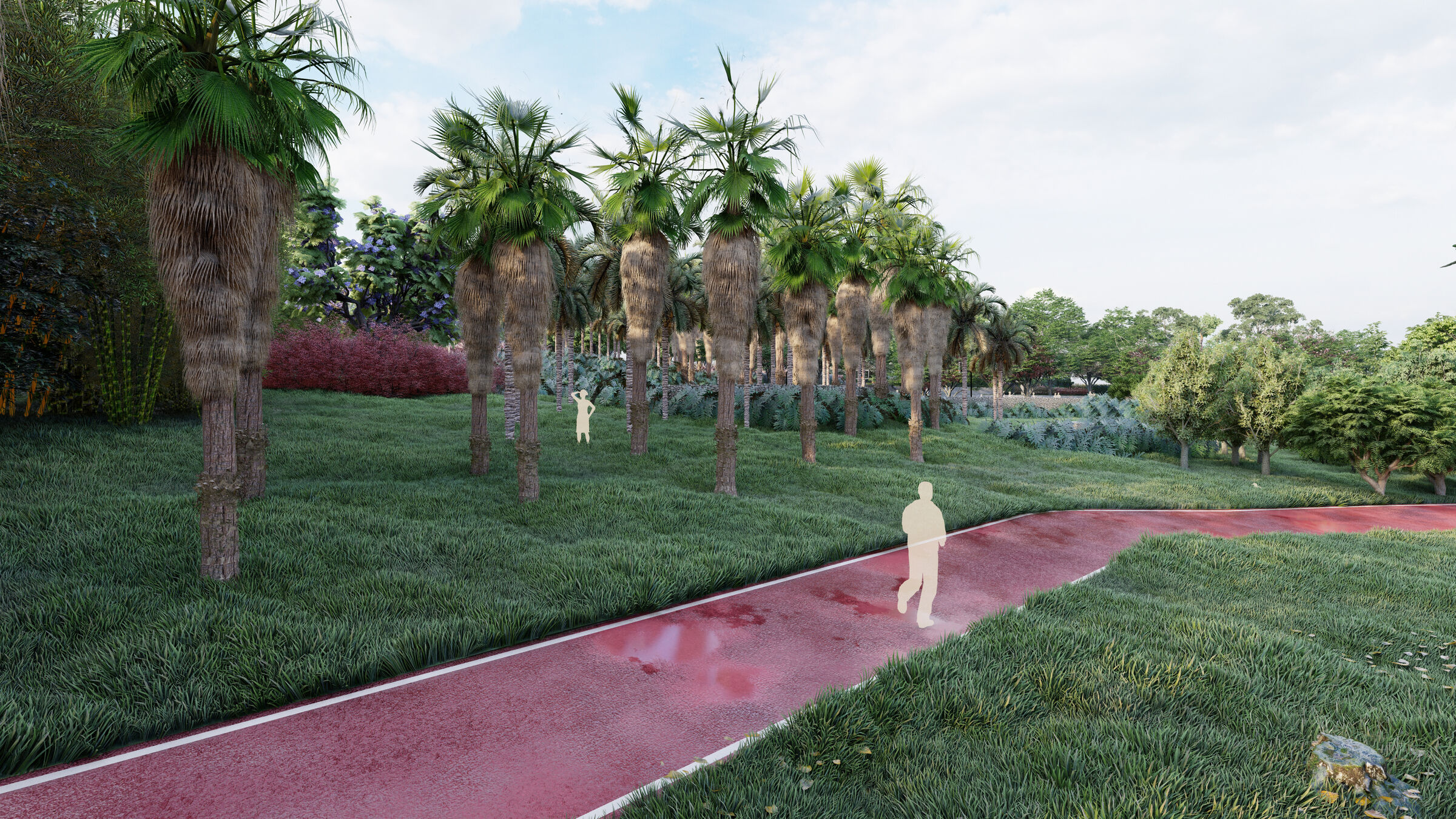 Bicycle path, pedestrian view