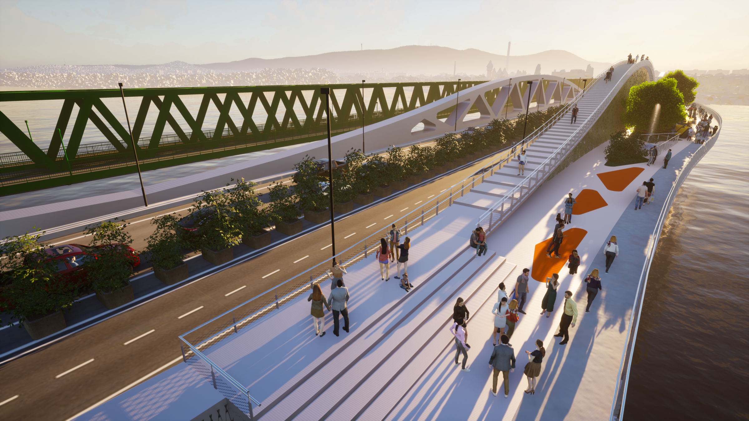 The 'different functions' bridge - 2x1 lanes and bicycle lanes