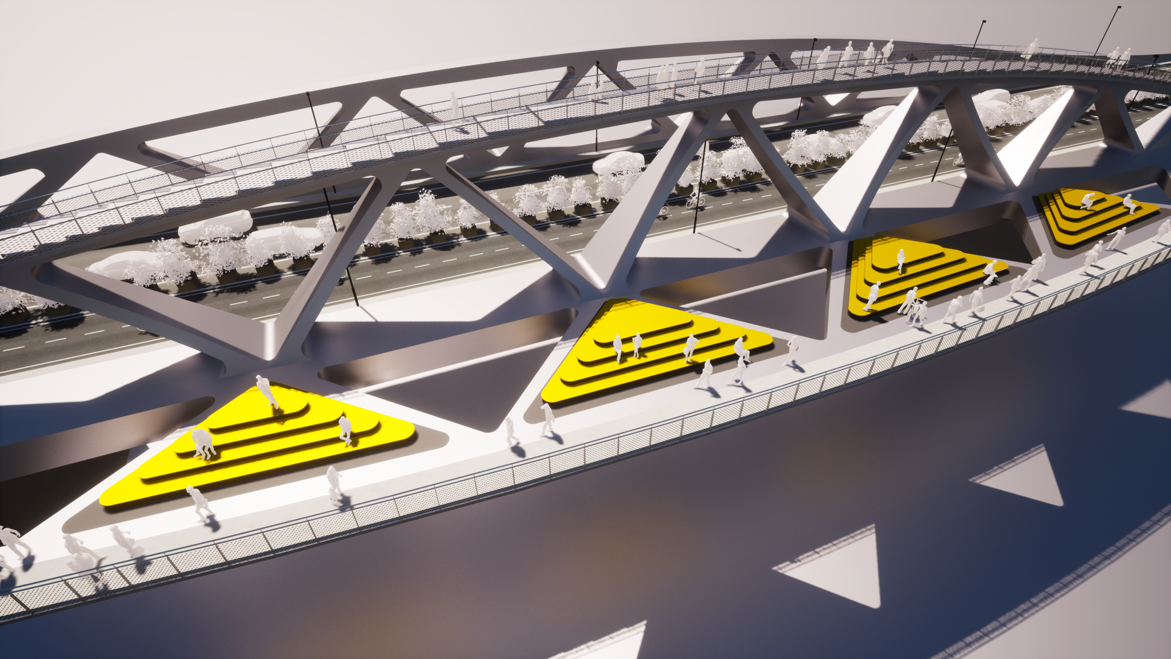 Schematic diagram - Wide deck stairs platforms