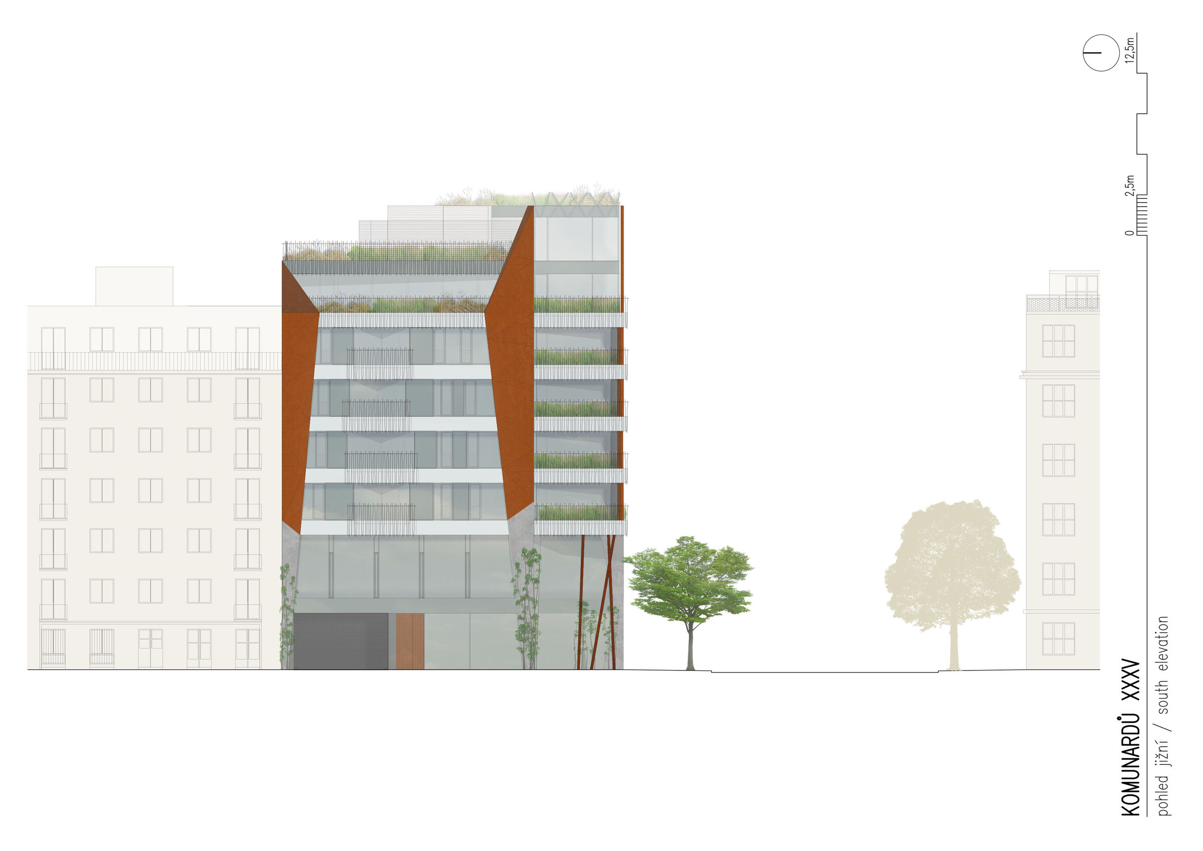 Komunardů XXXV, south elevation