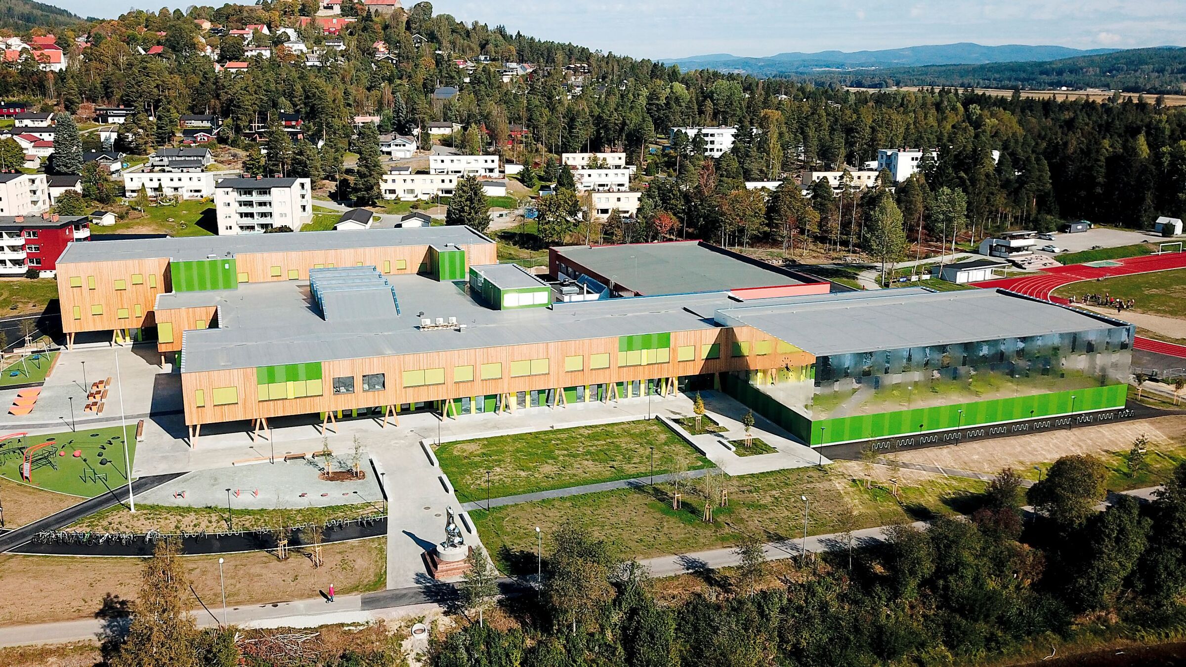 Kongsvinger School’s façade blends in with the surroundings