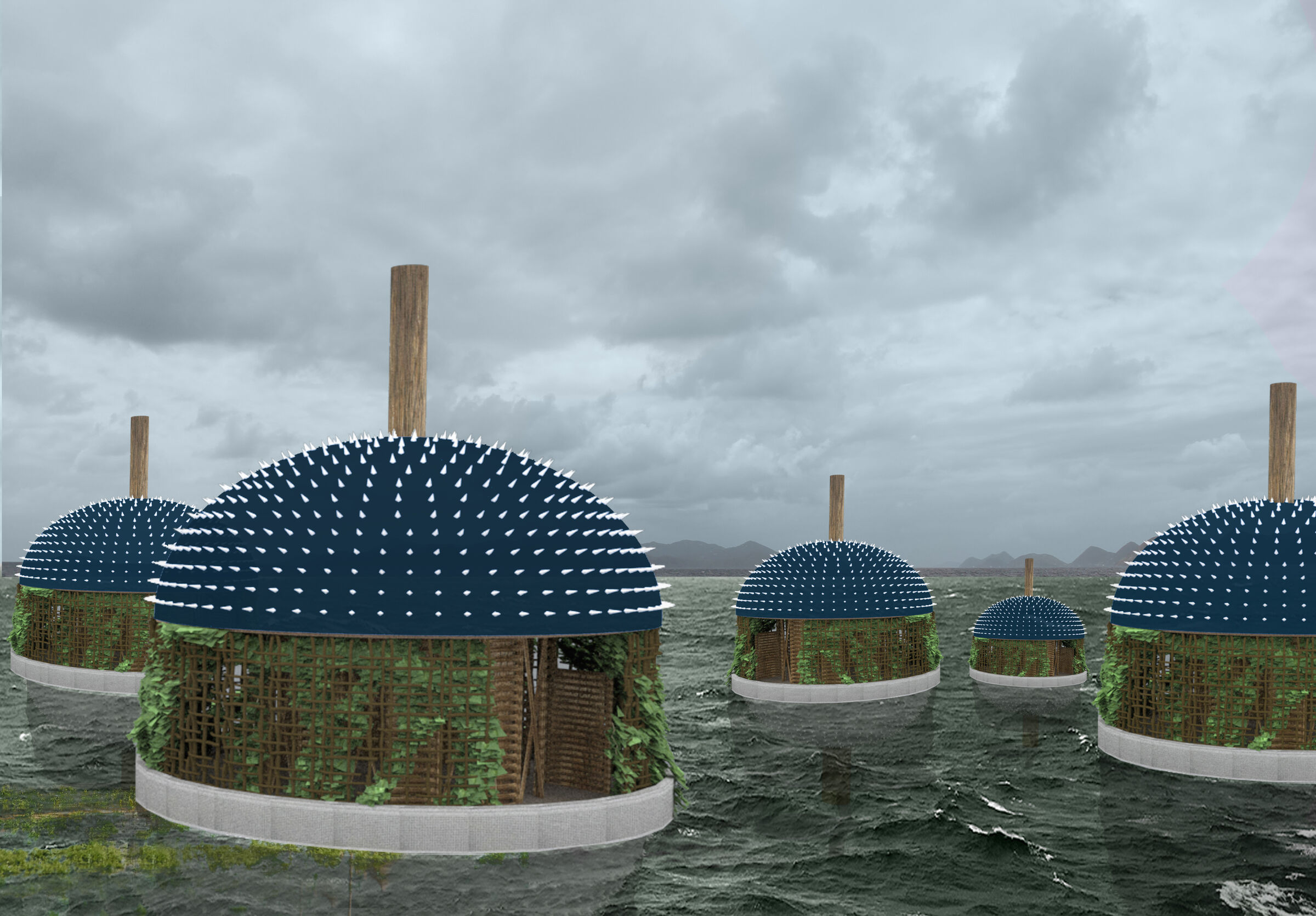 This system is also able to fill its balloon skins with water during Stormy and wavy conditions when there is a possibility of damage and movement of houses, by increasing weight and heaviness.