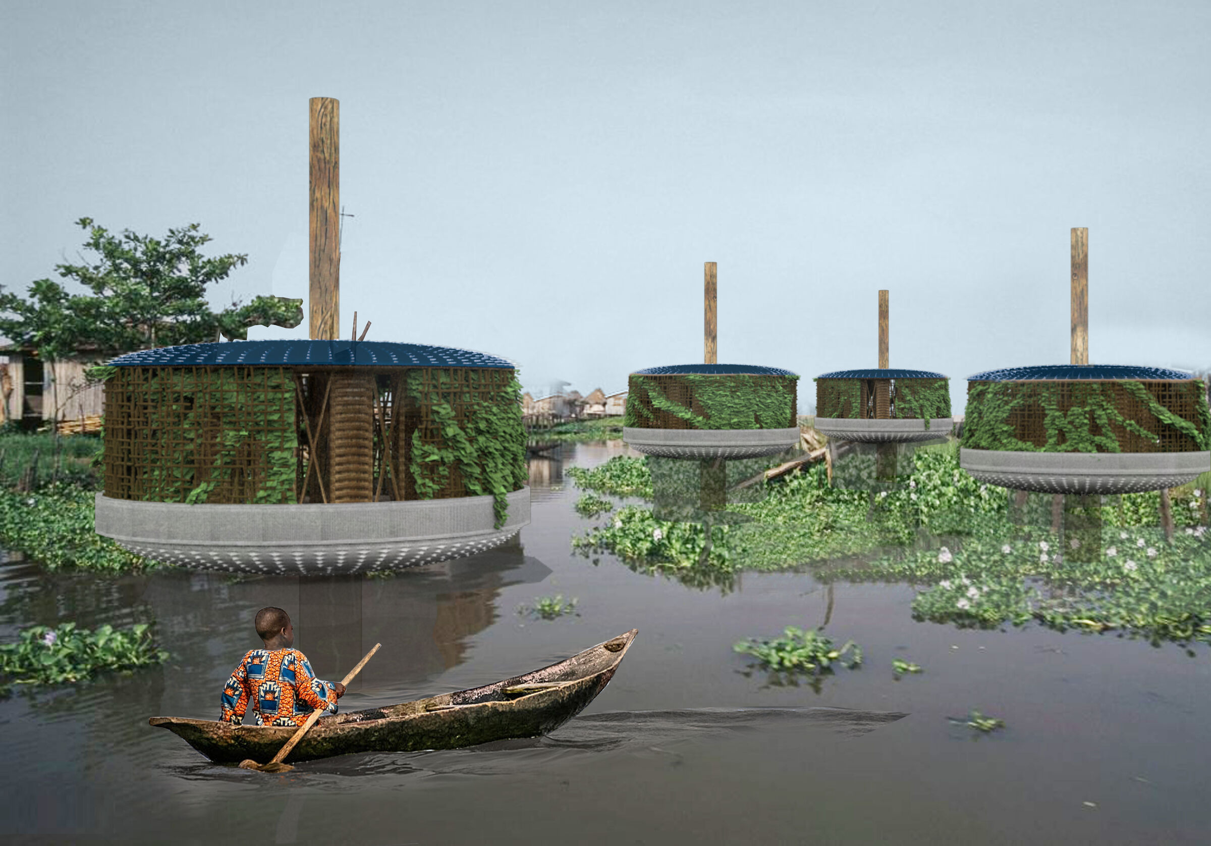 In stable conditions, the balloon skins are closed and the structure is similar to houses with flat roofs.