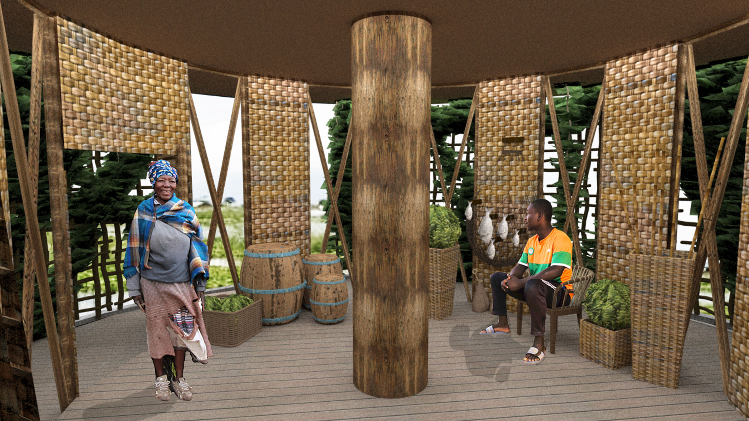 This structure supplies all its energies, including (air lighting, fan system, etc.) by clean energies.