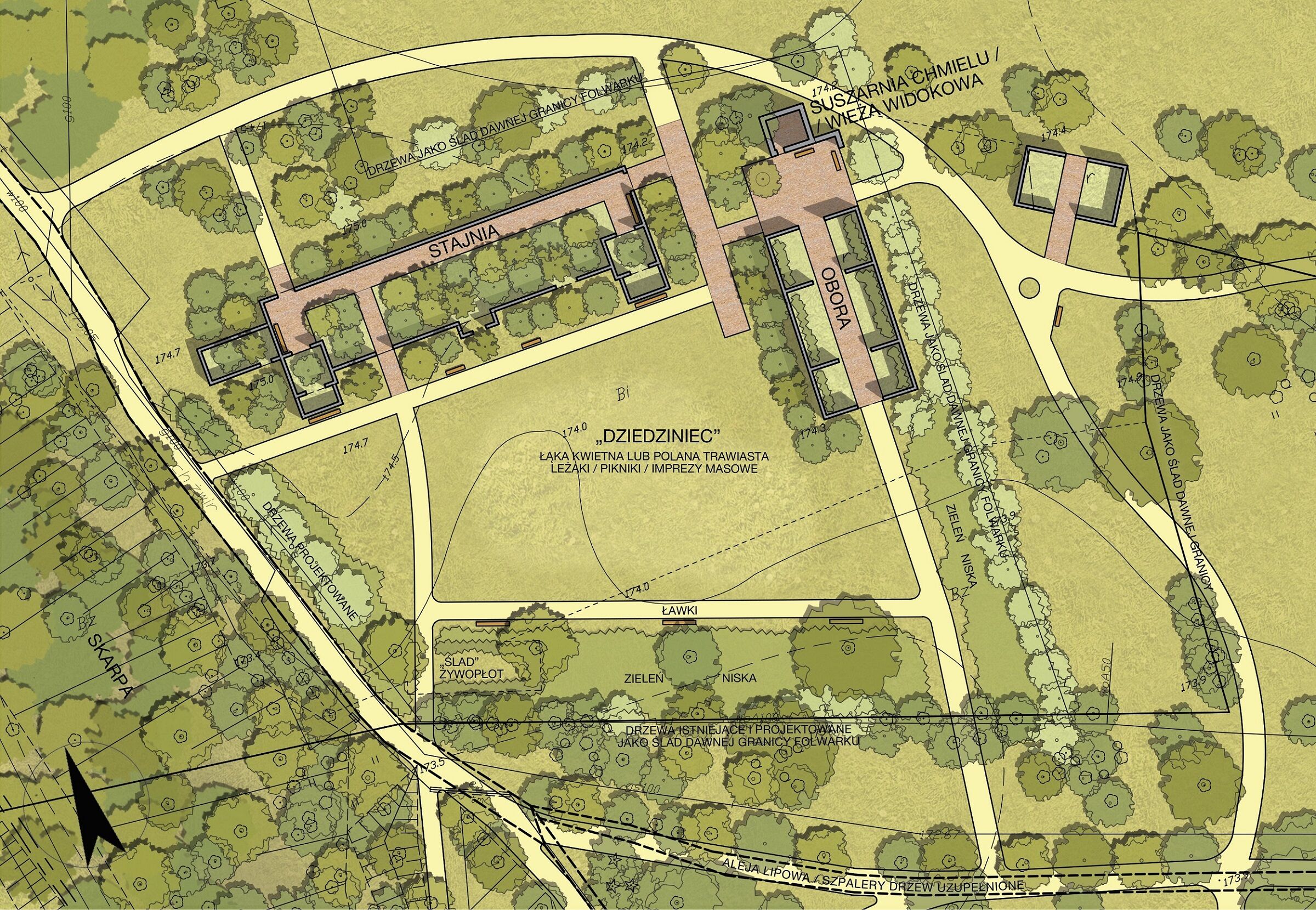 Plan of the remains of the 19th century manor farm