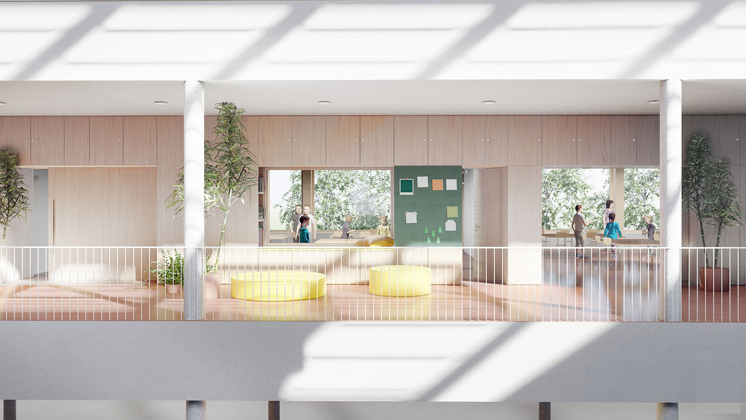 Interior built-in boxes front of classes