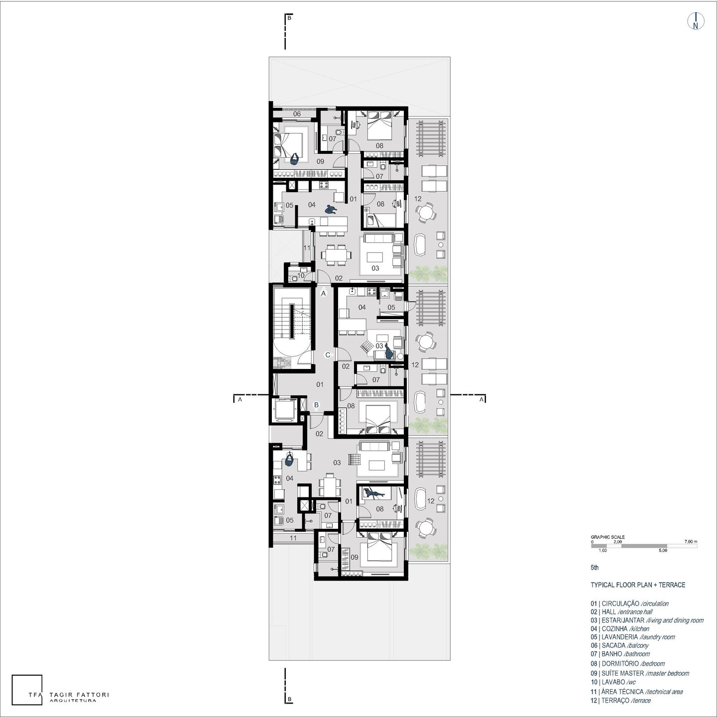 5TH TYPICAL FLOOR PLAN + TERRACE