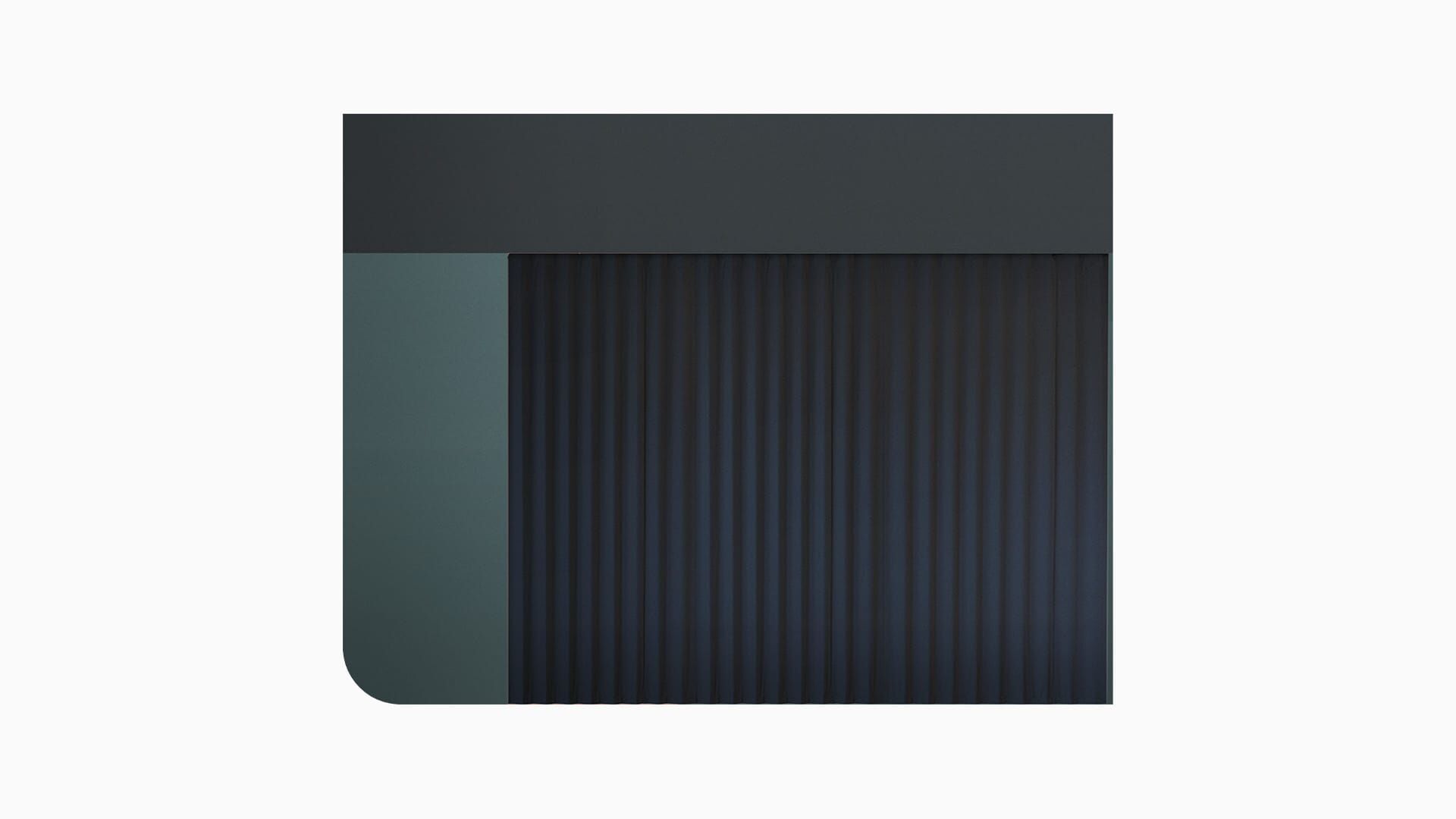 Texile folding door closed