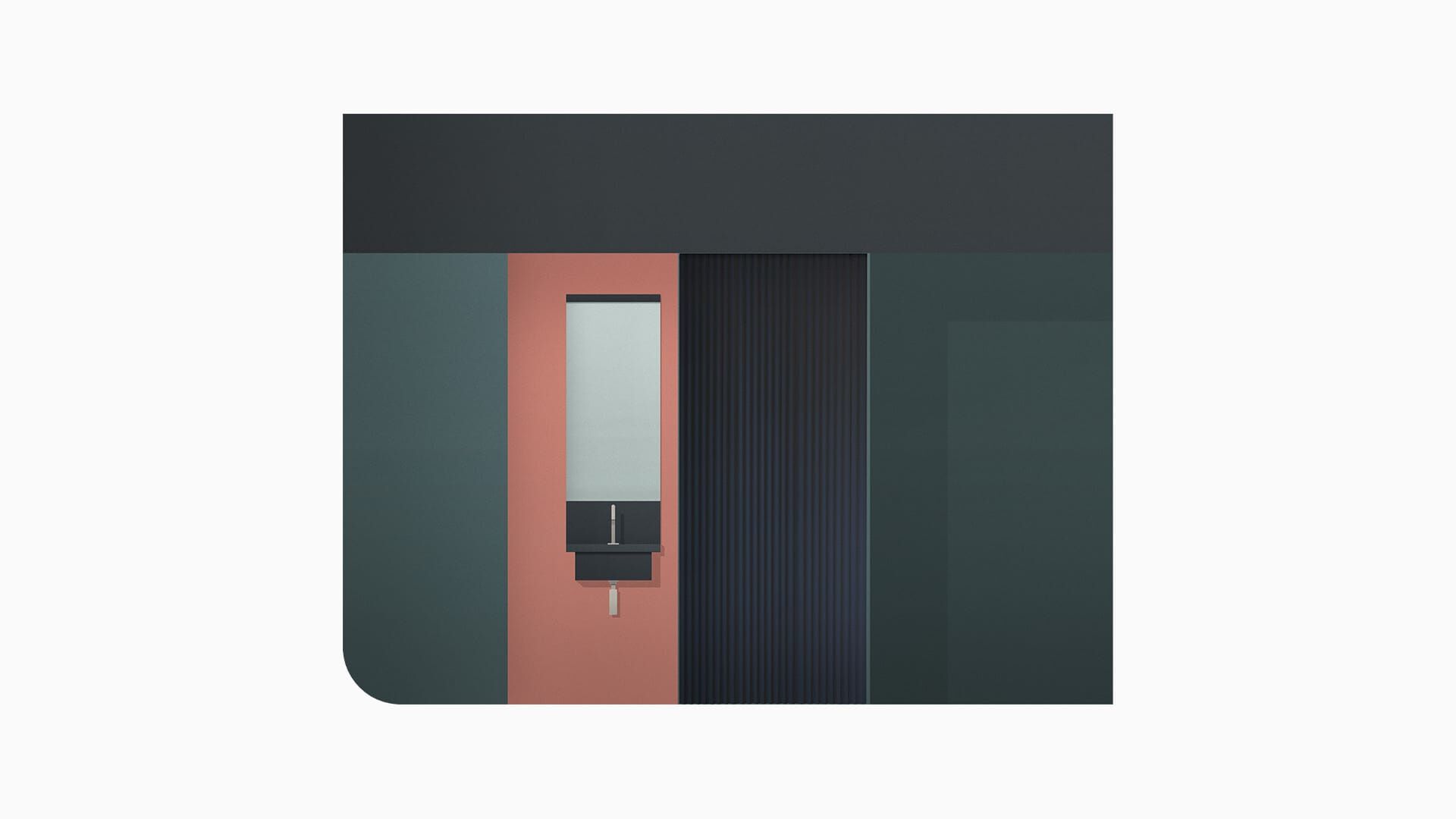 Texile folding door totally open