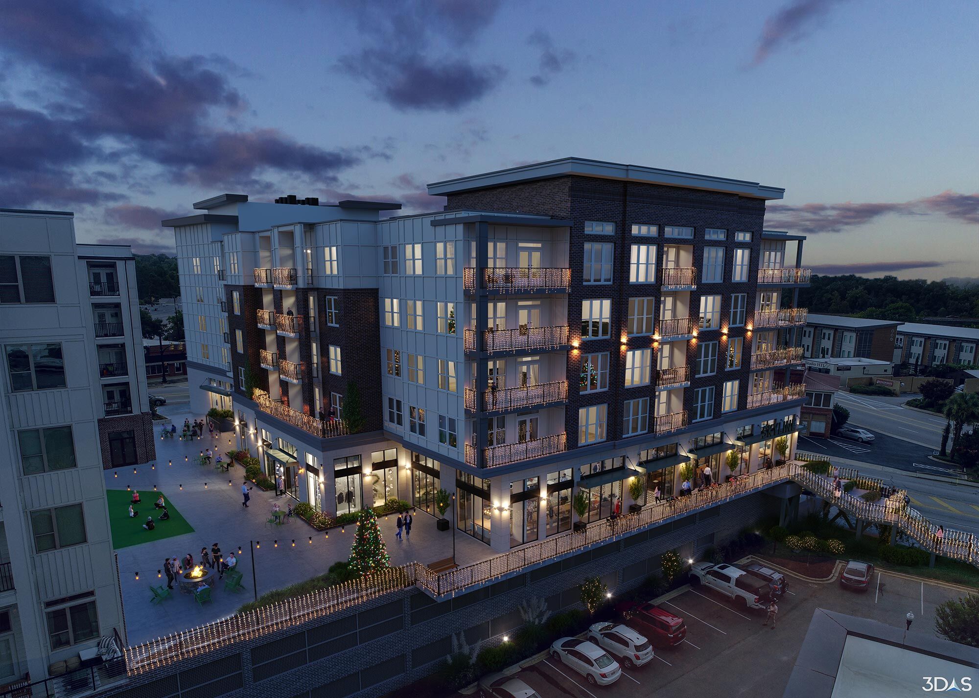 4 West Plaza: Christmas 3D Rendering
