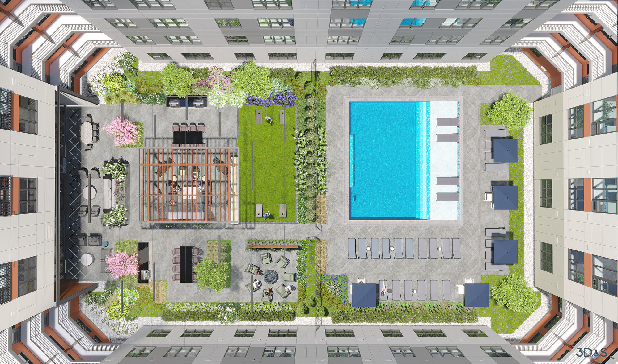 Courtyard 3D Rendering