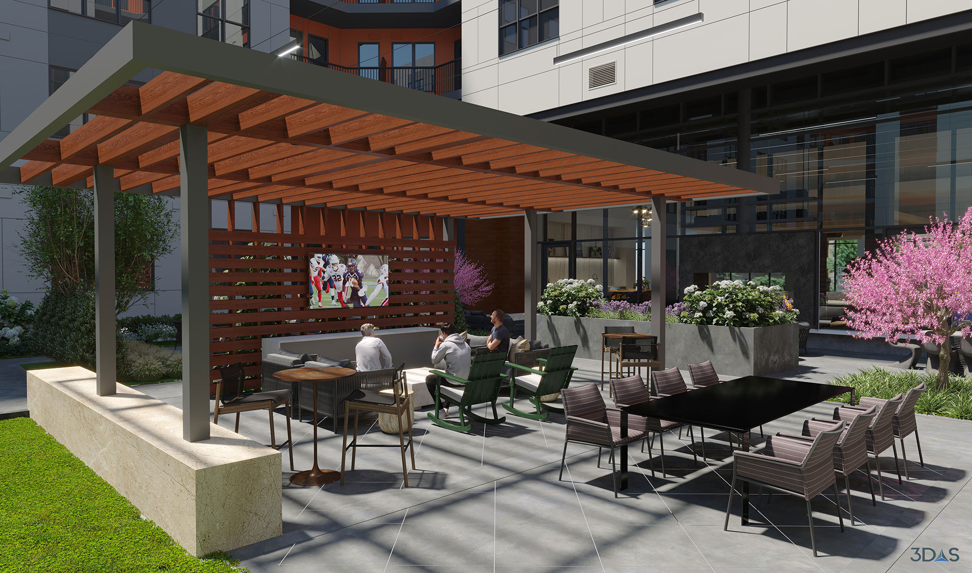 Trellis in Courtyard 3D Rendering