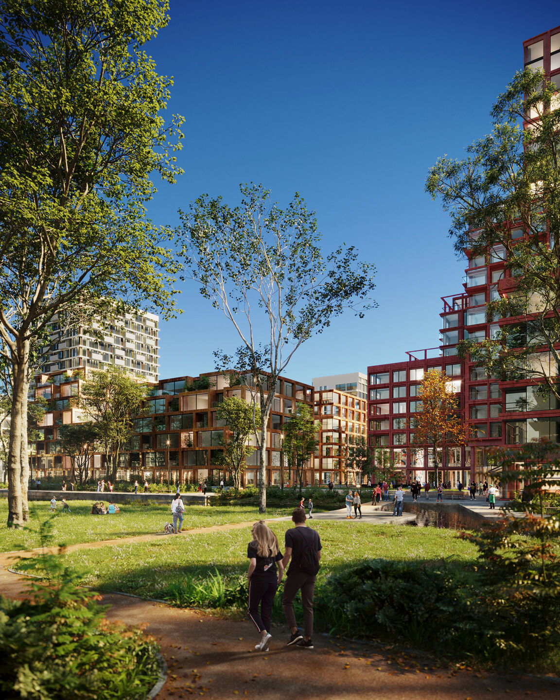 The surrounding landscape enters the Max Euwe Kwartier with a playful set of paths and recreational areas