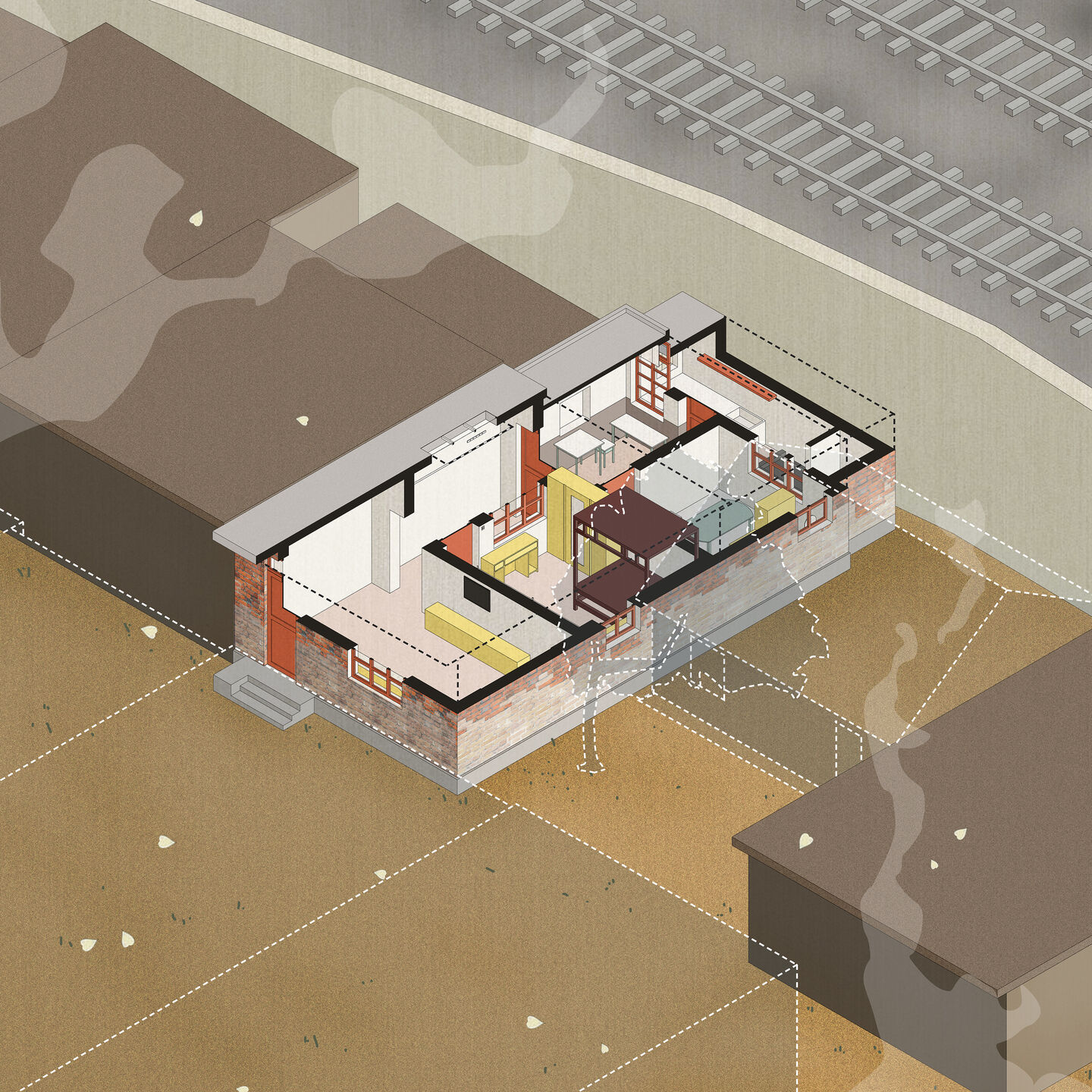 Axonometric section drawing (before) © MONOARCHI