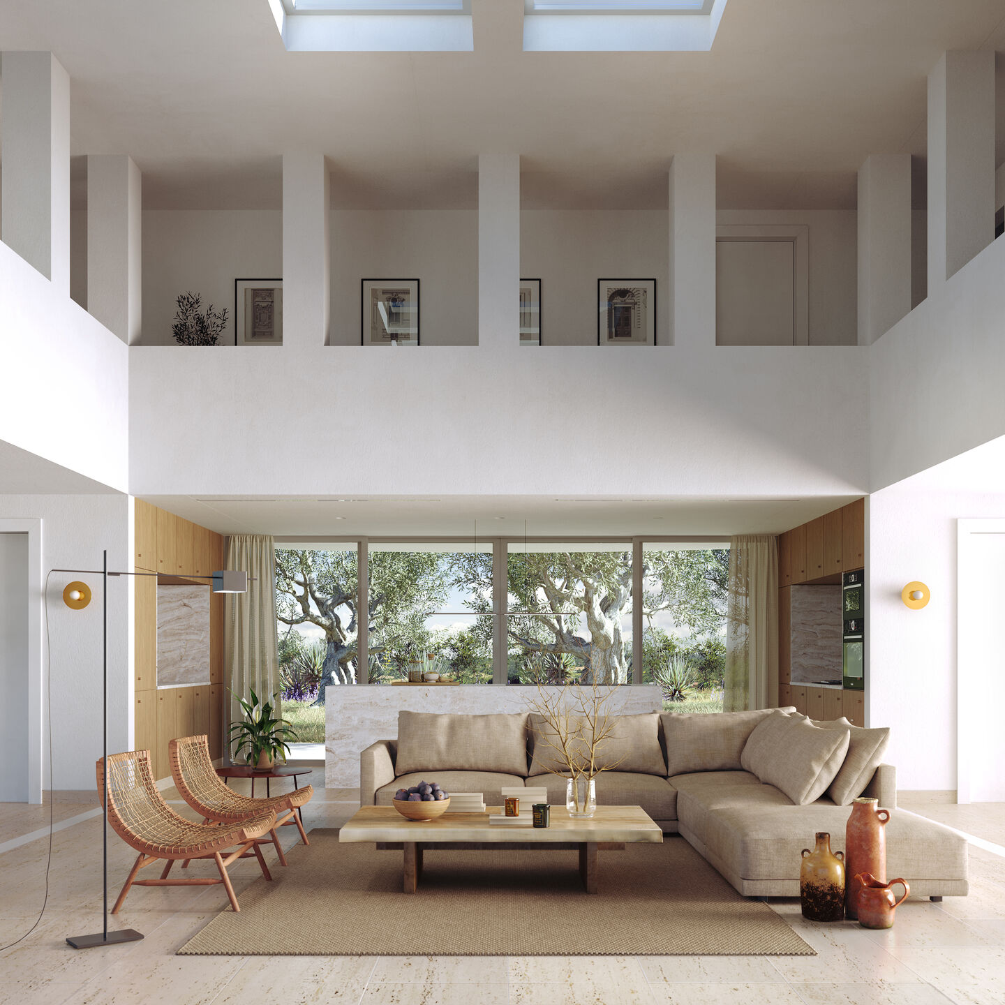The main room and the double height space