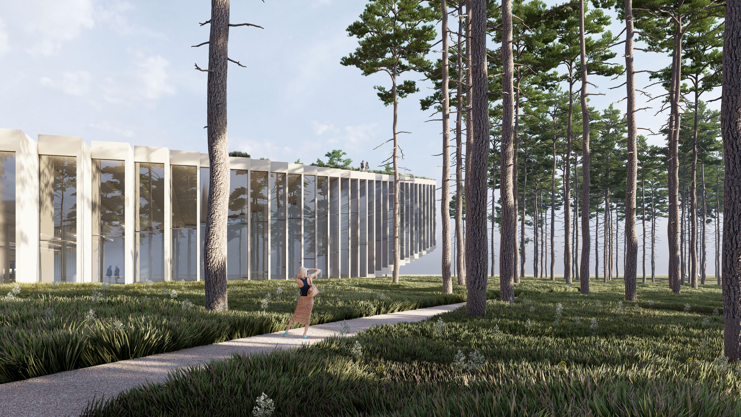 Floating multipurpose event hall hidden in-between the pine forest