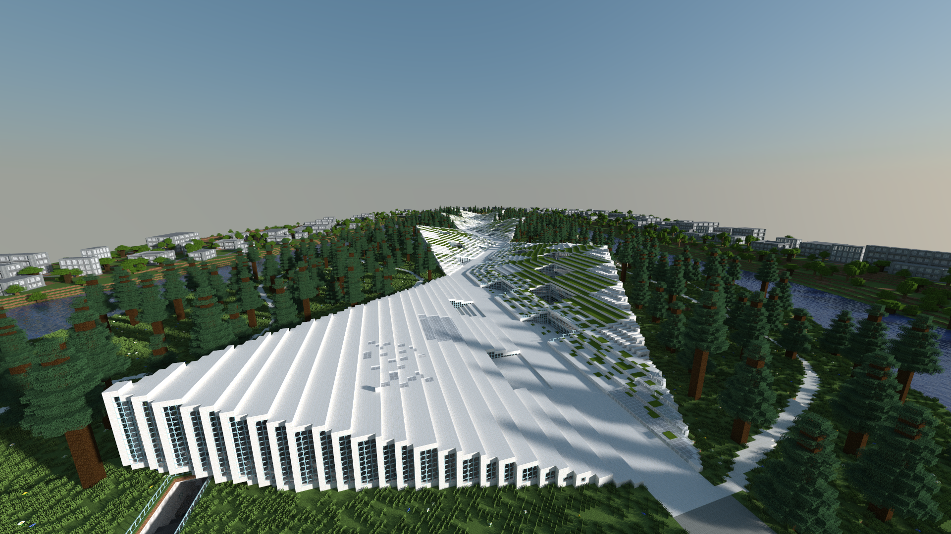 Minecraft campus bird view
