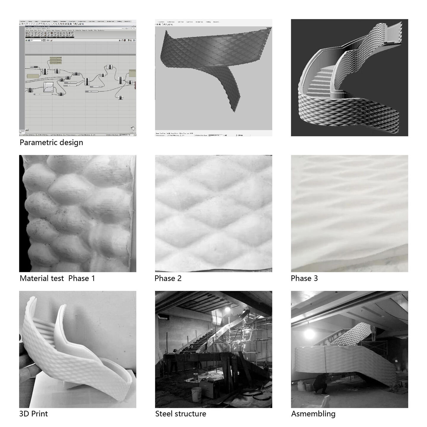Shape programming, material test and construction
